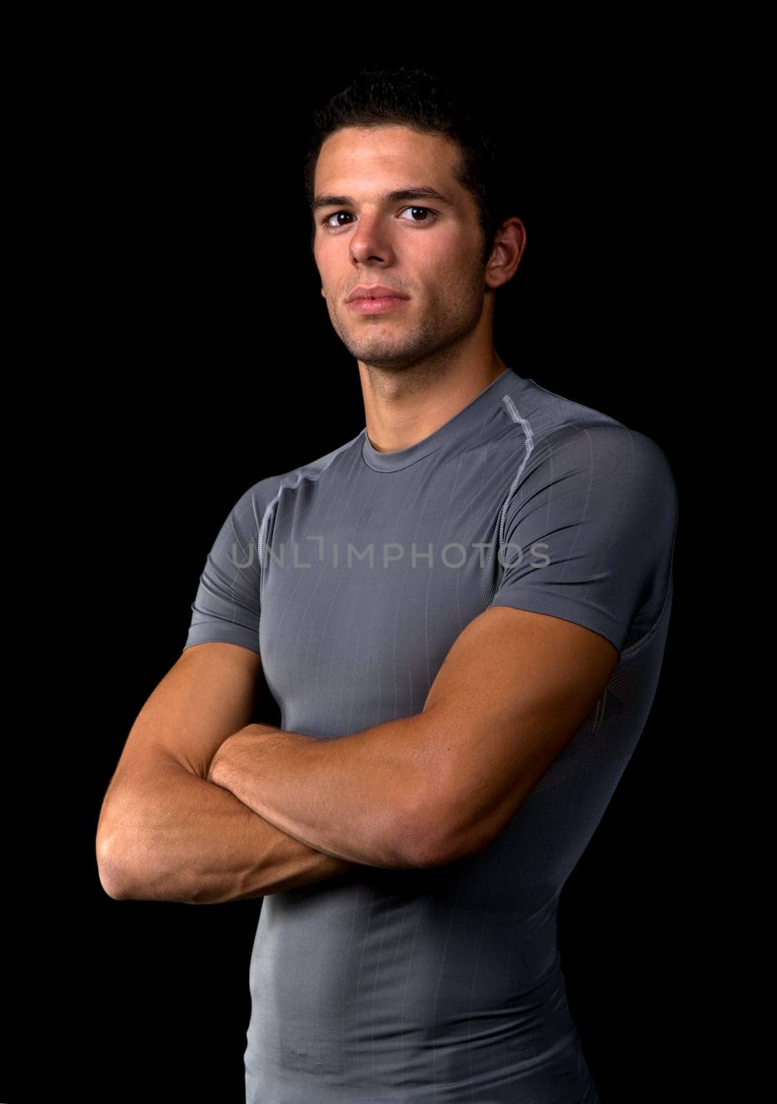 young man portrait, on a black background