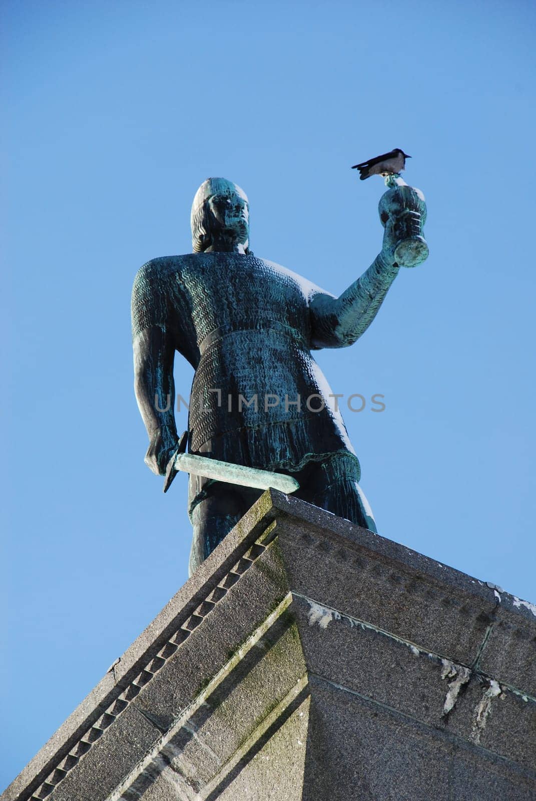 Monument of the Viking King Olav I Trygveson the founder of the city in Trondheim