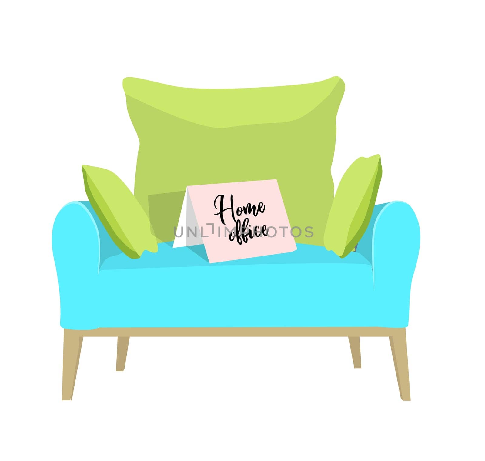 Comfortable chair .. Concept Home office and REMOTE WORK. Vector illustration on a white background.