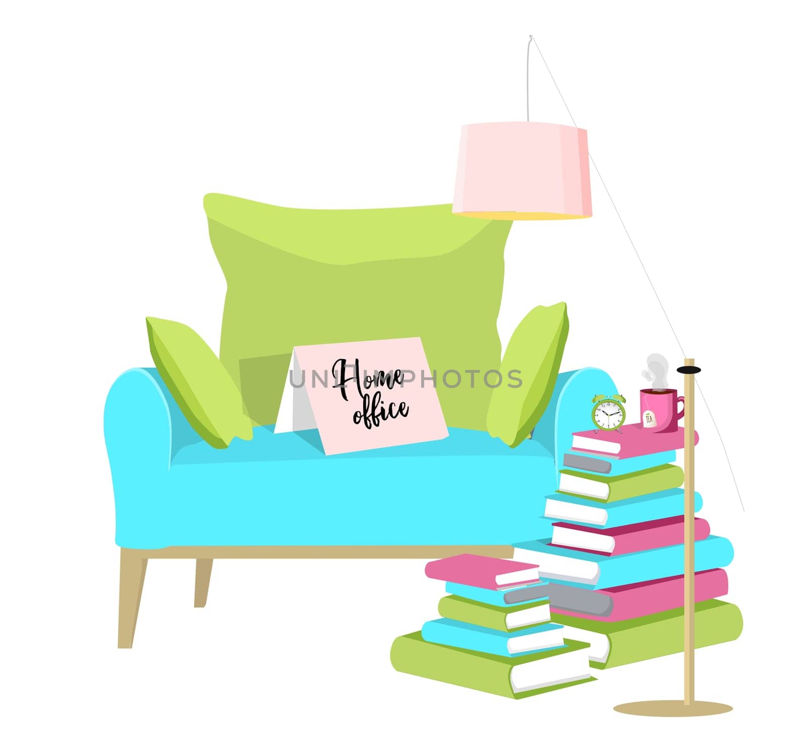 Modern armchair. The concept of remote work. Freelance. Home Office.
