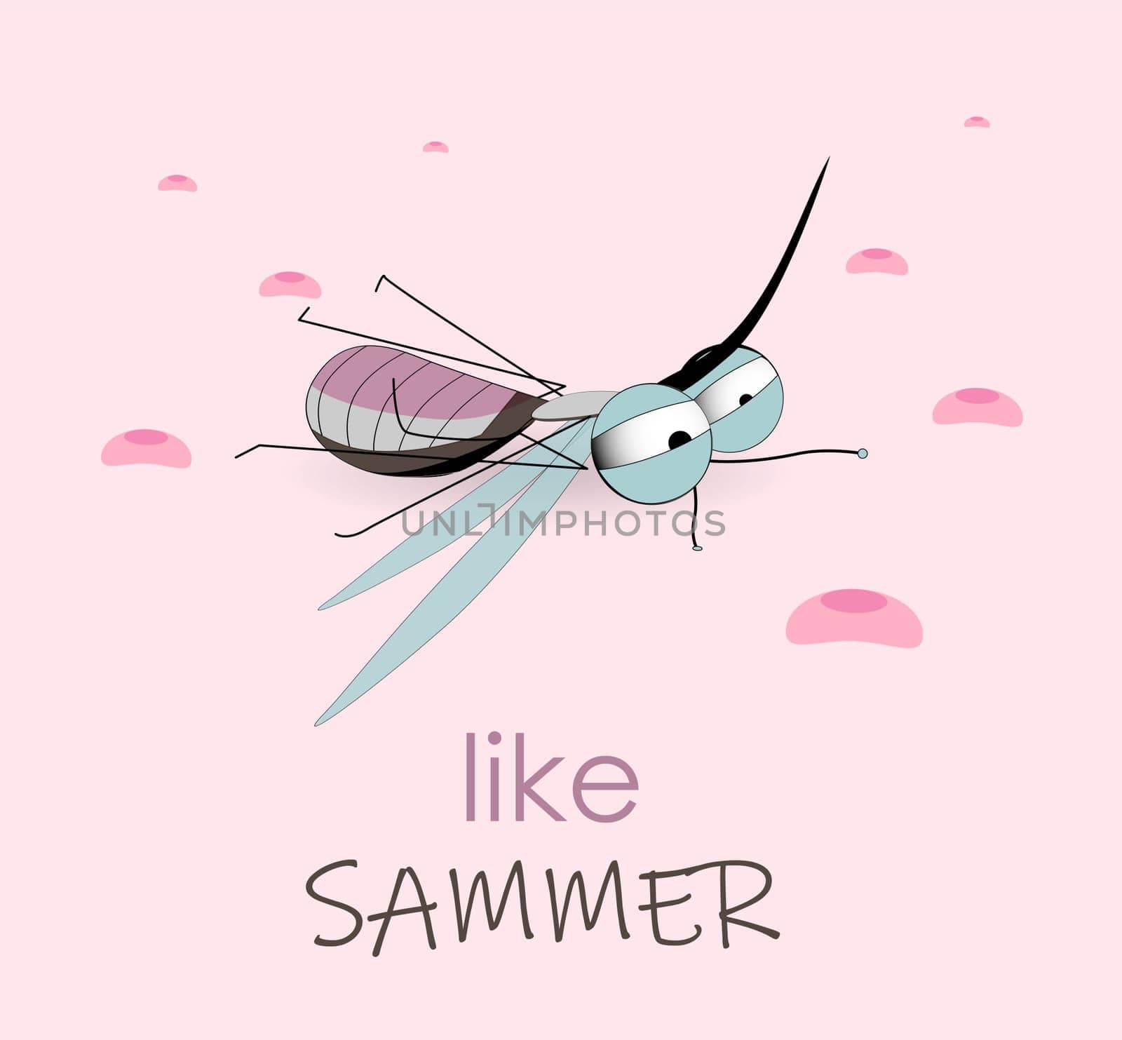 Hello summer. The mosquito drank blood and lies. Insect pest. Mosquito bite. Danger of disease transmission.