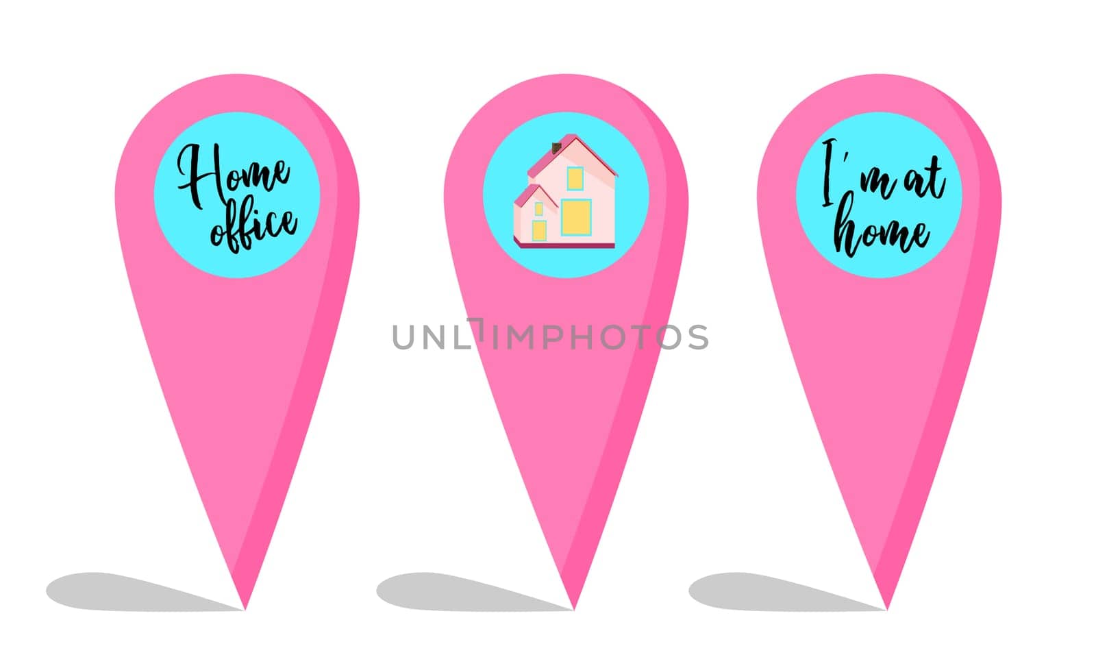 The symbol of geolocation. Stay home. I'm at home. A cozy house. Vector illustration. The concept of quarantine and self-isolation.