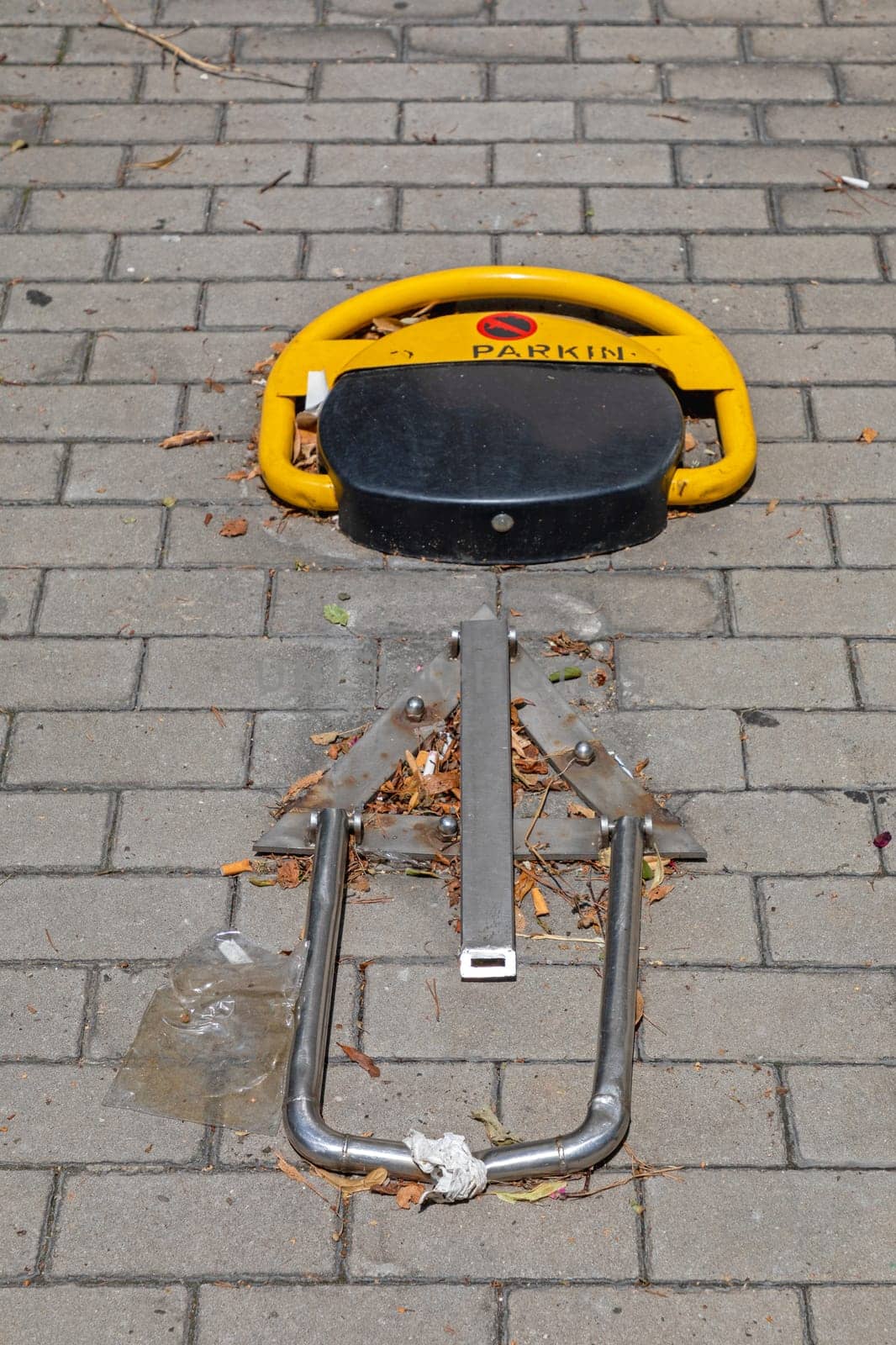 Parking Barrier Down at Street Pavement