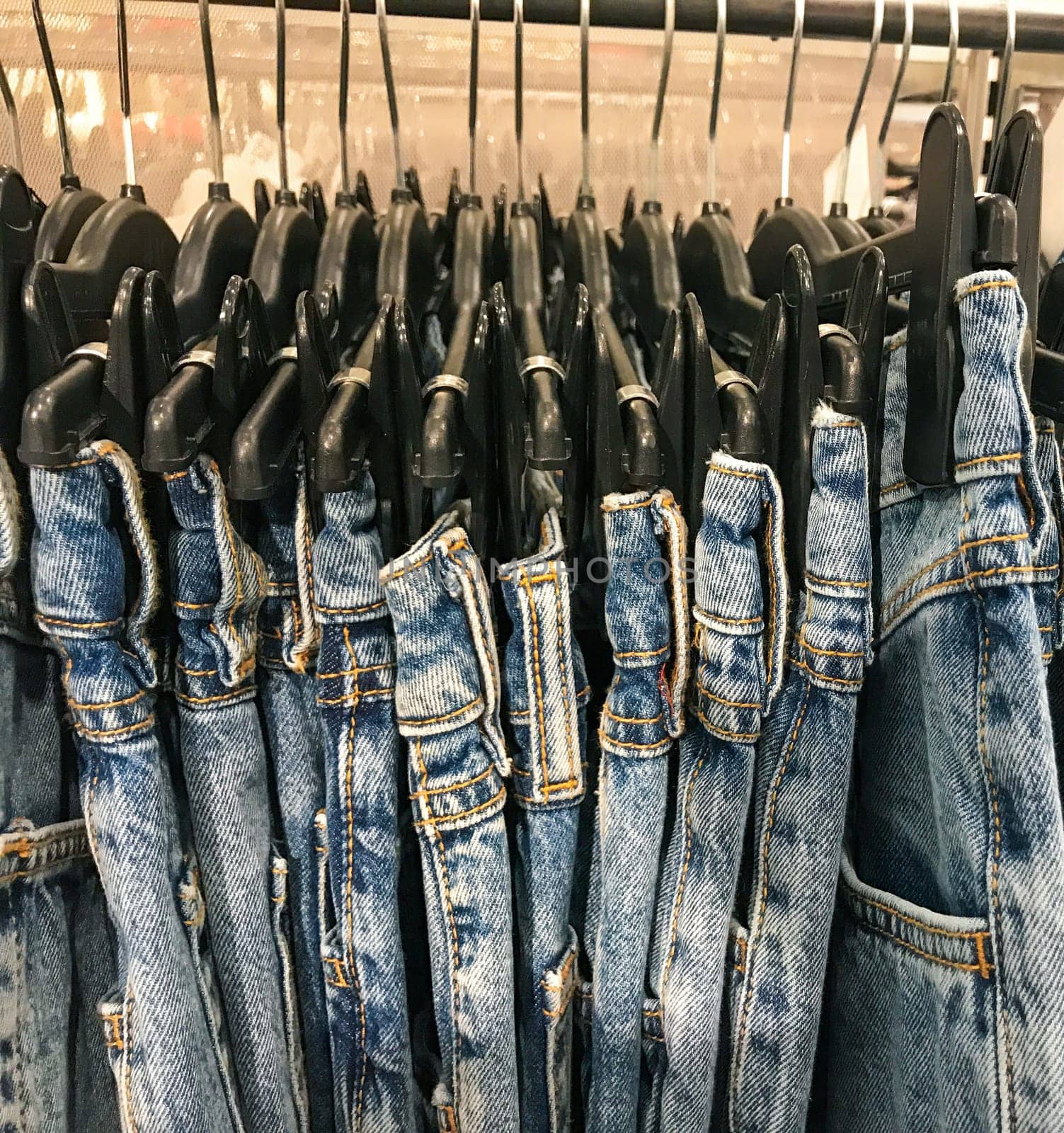 Different types of jeans at a nearby store