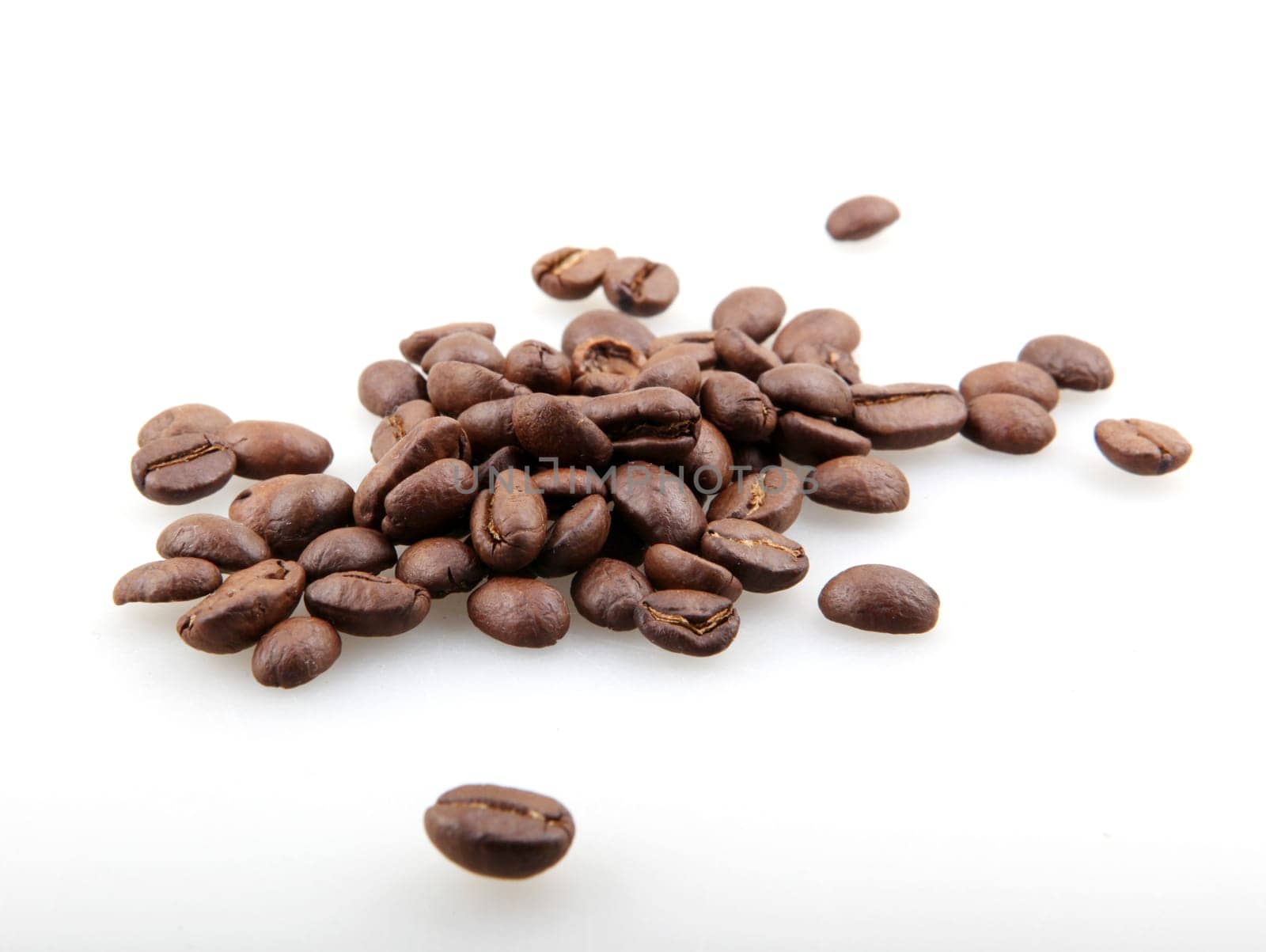 Fresh Roasted Coffee Beans Isolated On White Background