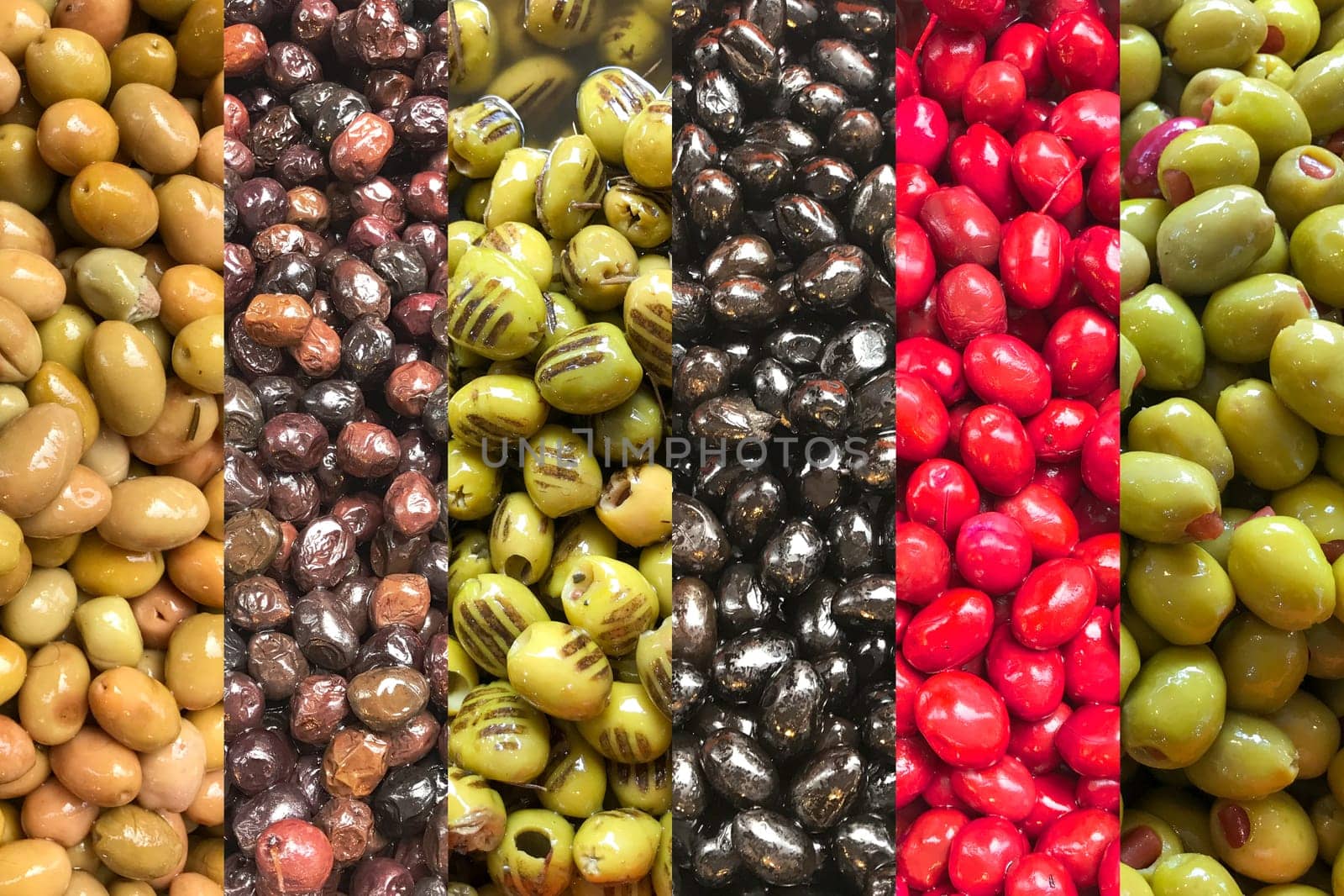 Close-Up Of Different Types Of Greek Olives