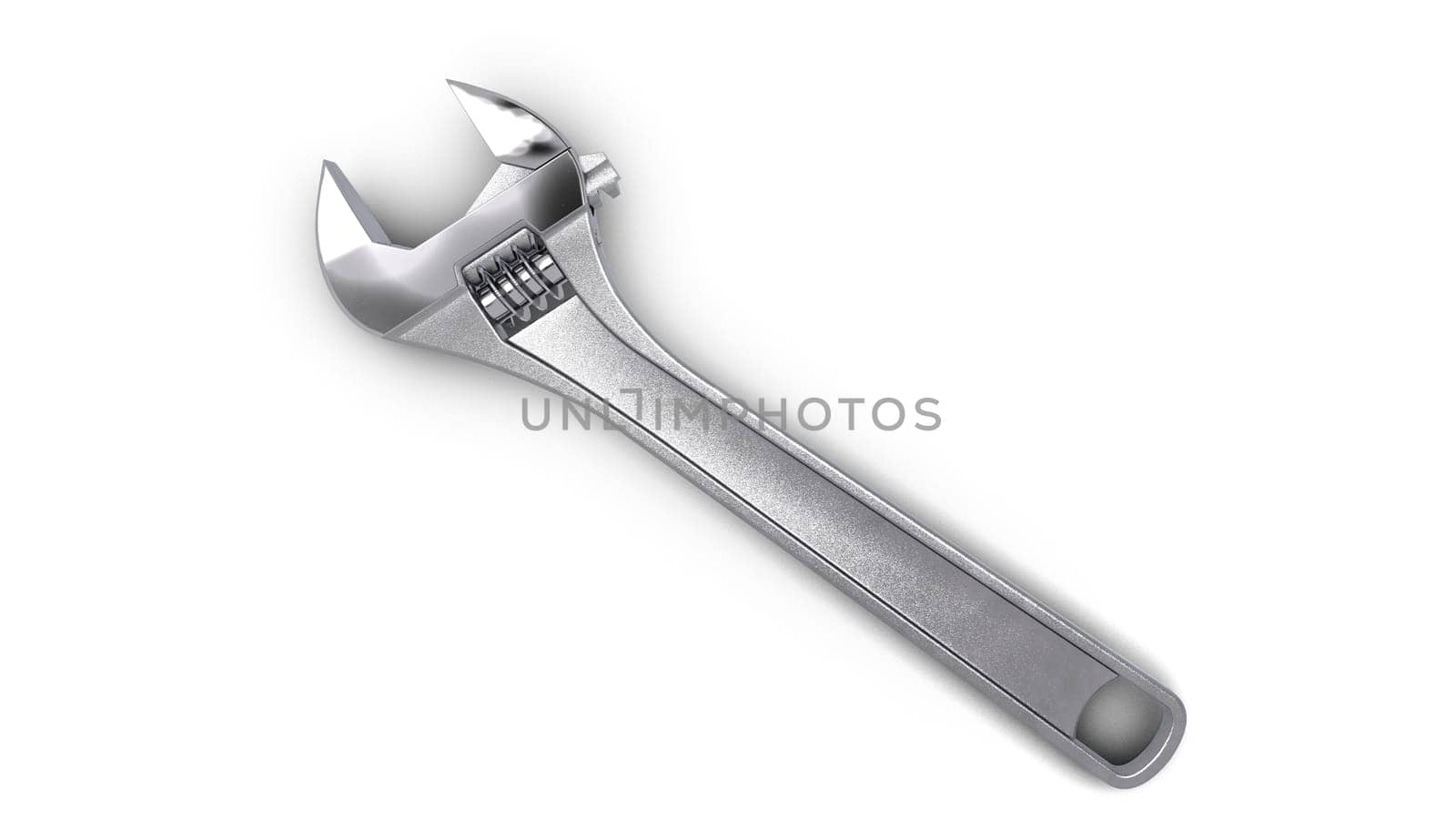 Adjustable wrench tool. Top view. 3D Rendering