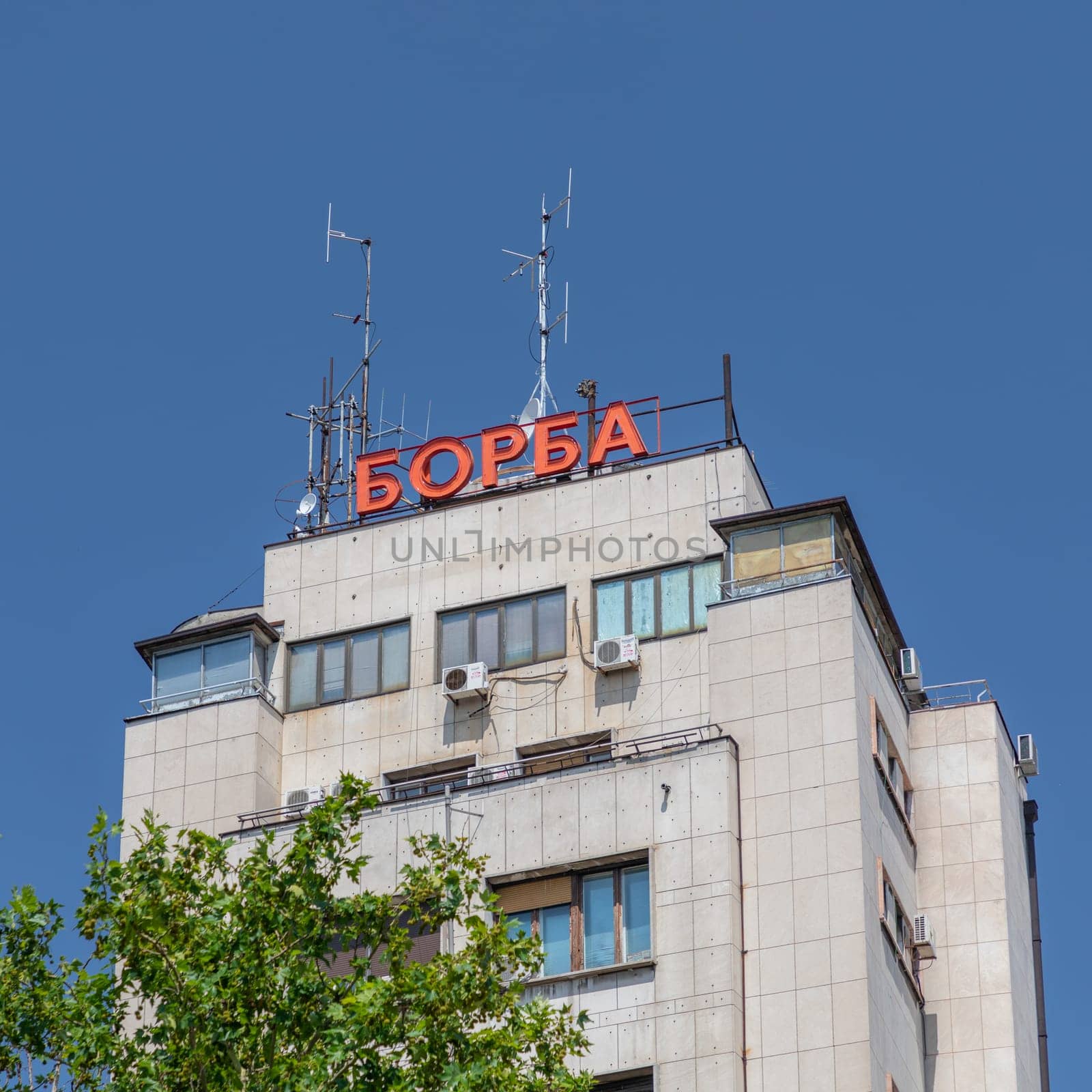 Belgrade, Serbia - June 30, 2019: Historic Borba News Agency Building in Belgrade, Serbia.