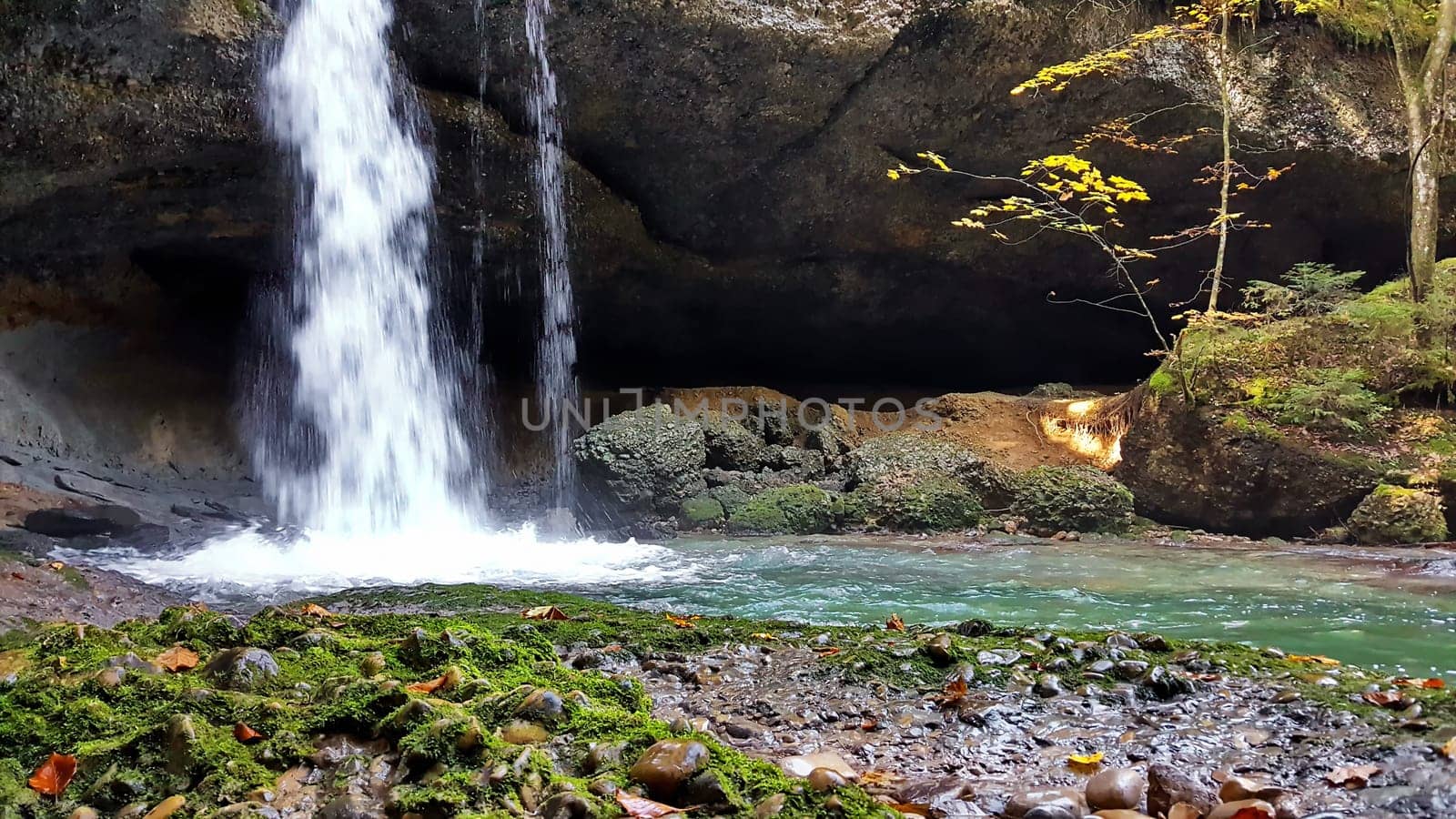 A romantic waterfall in the forest of Bavaria