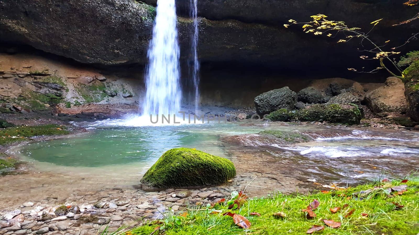 A romantic waterfall in the forest of Bavaria