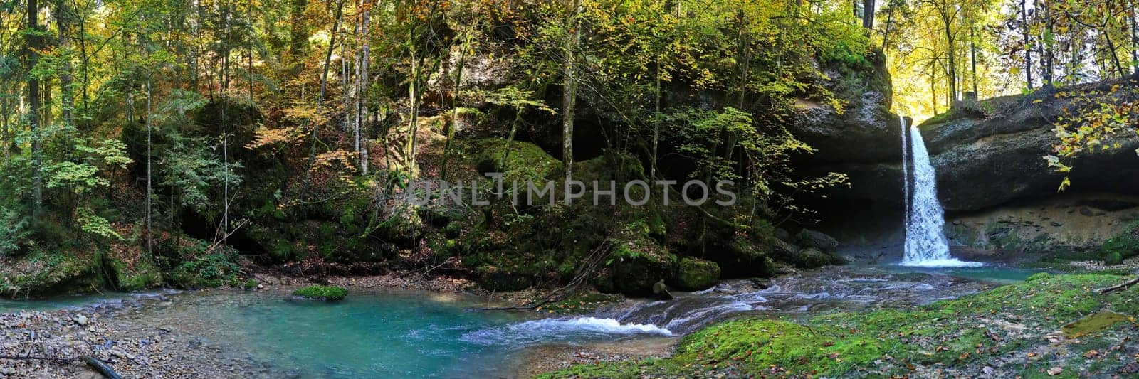A romantic waterfall in the forest of Bavaria