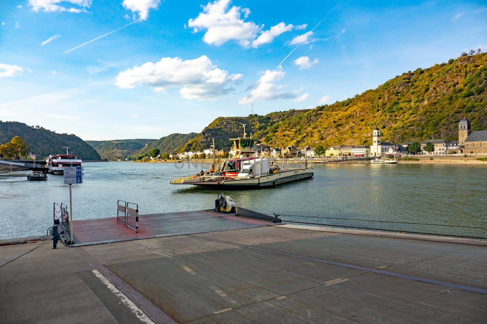 Passenger Ferry on the Rhine River in Germany near St. Goarshausen