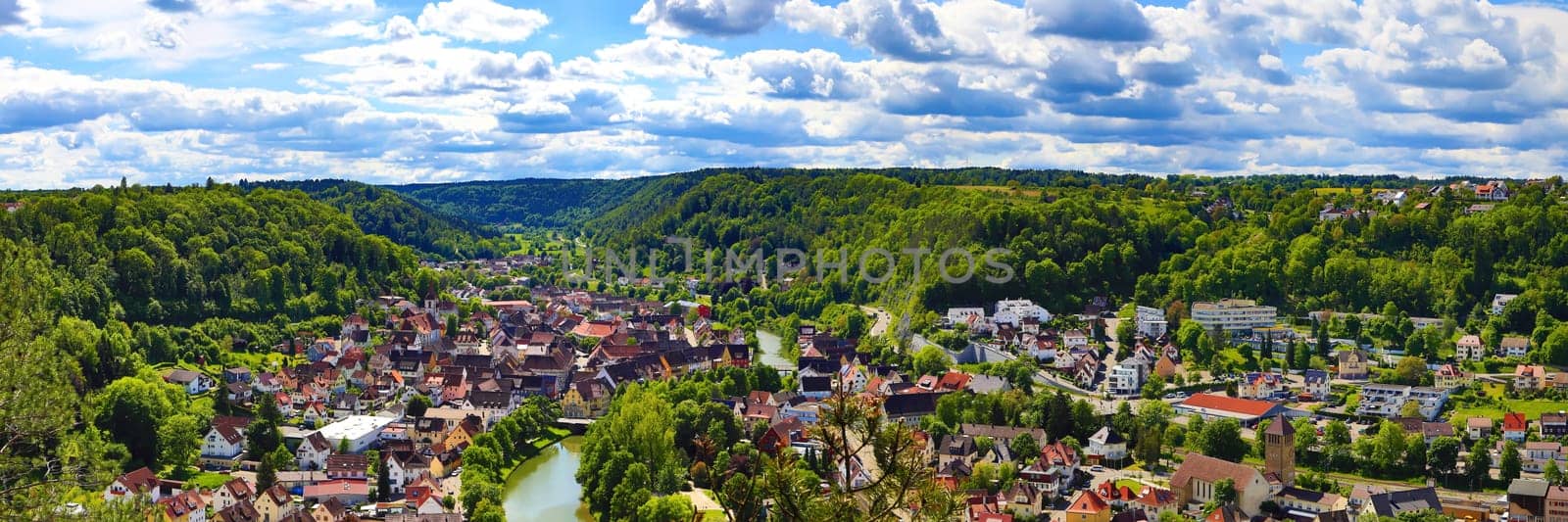 Townscape of Sulz am Neckar from above