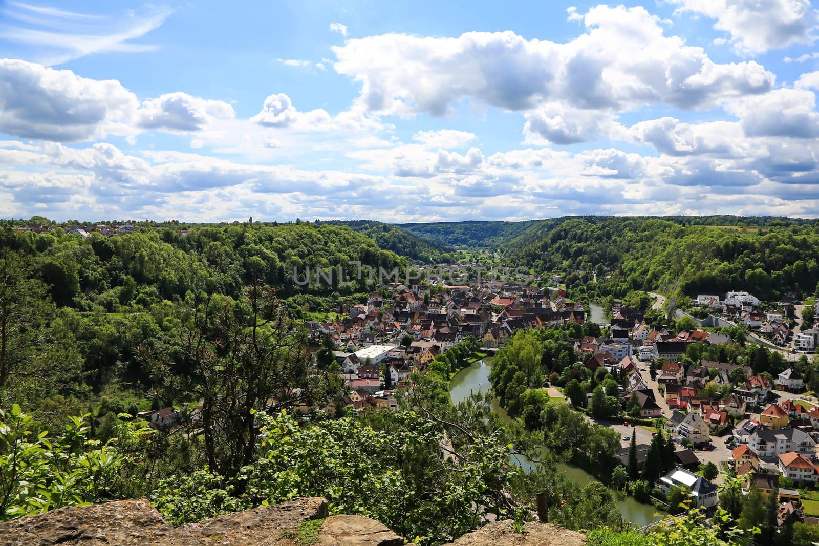 Townscape of Sulz am Neckar from above