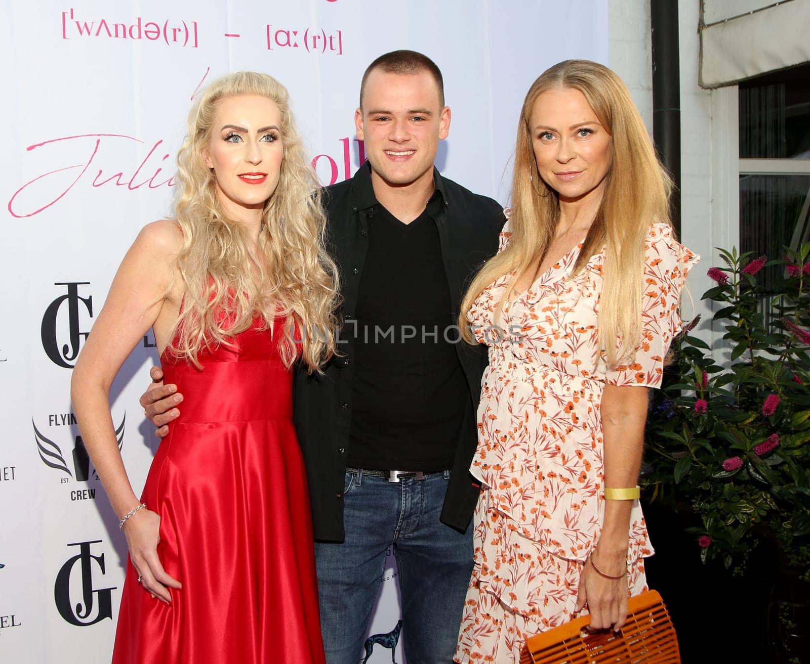 Juliane Golbs , Jenny Elvers with son Paul Jolig,.during the  Golden Things meets Pink Carpet" pre-closing Finissage at Studio 28   Hamburg"