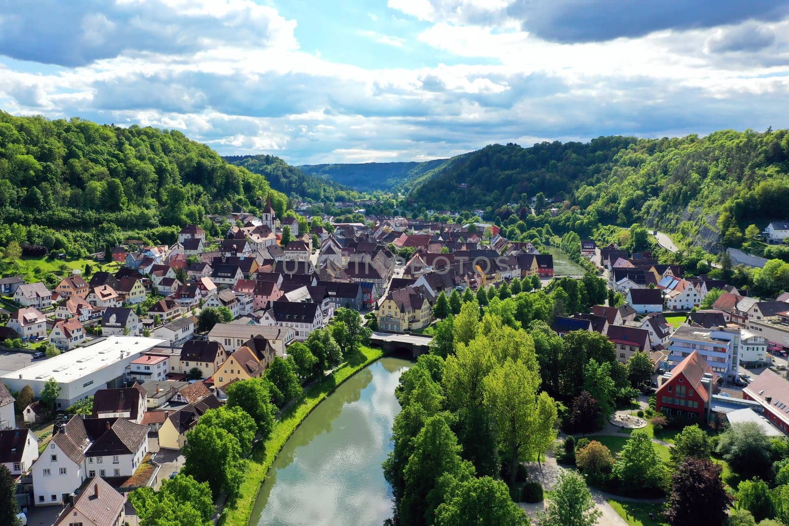 Townscape of Sulz am Neckar from above