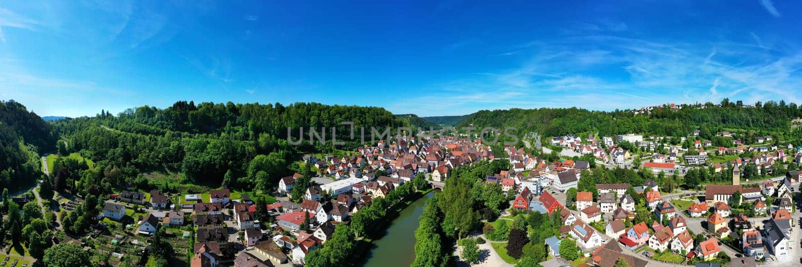 Townscape of Sulz am Neckar from above