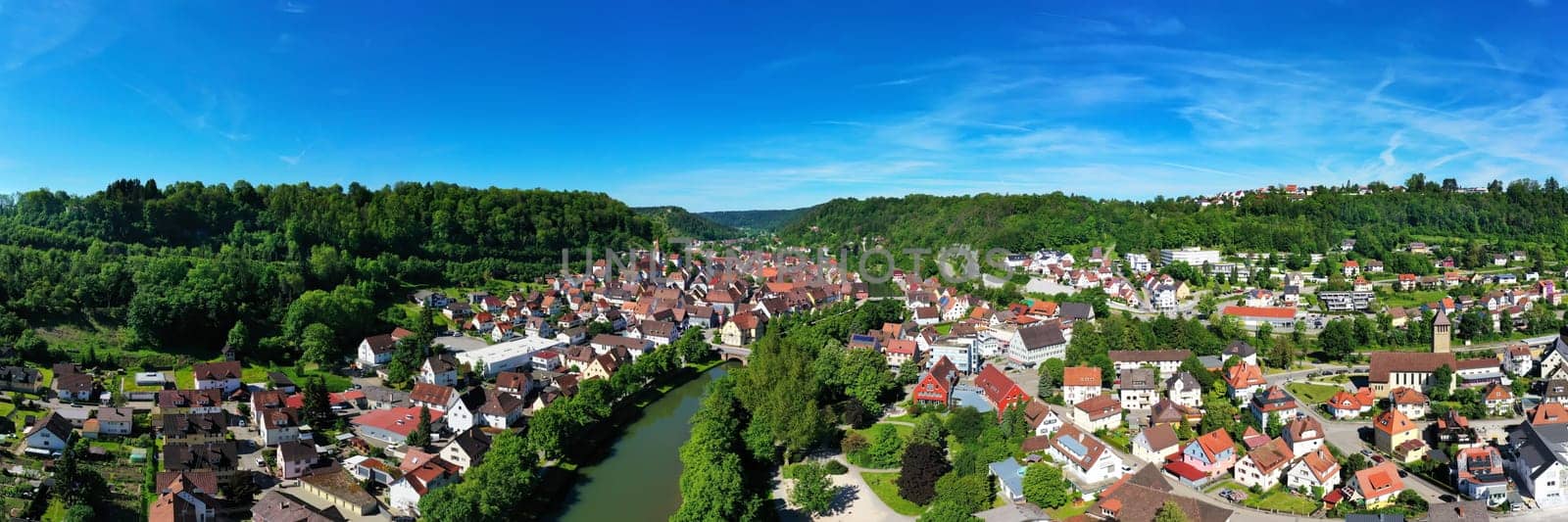 Townscape of Sulz am Neckar from above