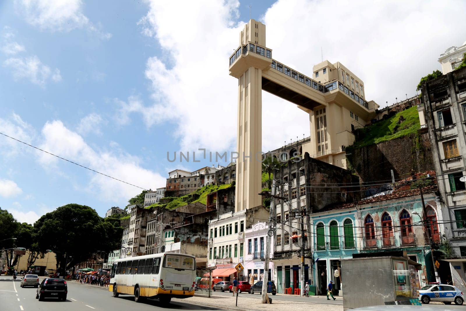 salvador, bahia / brazil - may 23, 2015: Lacerda Elevator in the Historic Center of the city of Salvador. The equipment connects the upper and lower city.