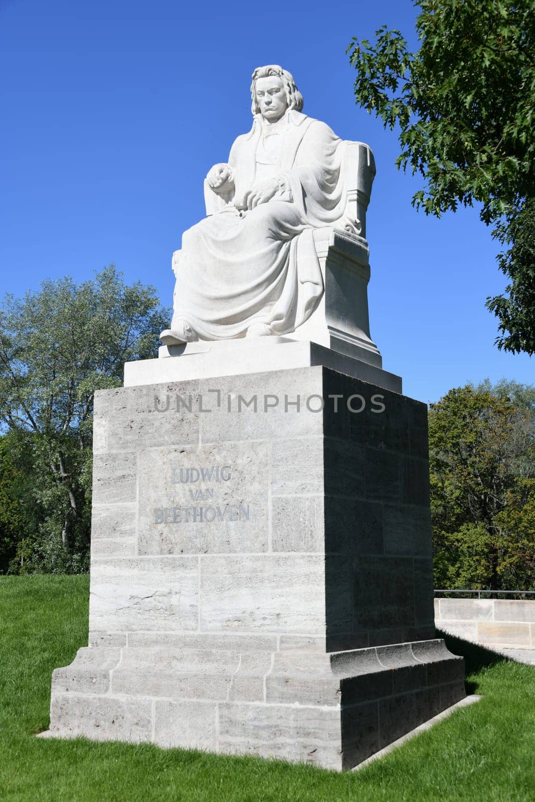 New location since 2020 of the Beethoven monument Ludwig van Beethoven in Nuremberg district St. Johannis am Westtorgraben. It is made of Unterberger marble and stands on a pedestal