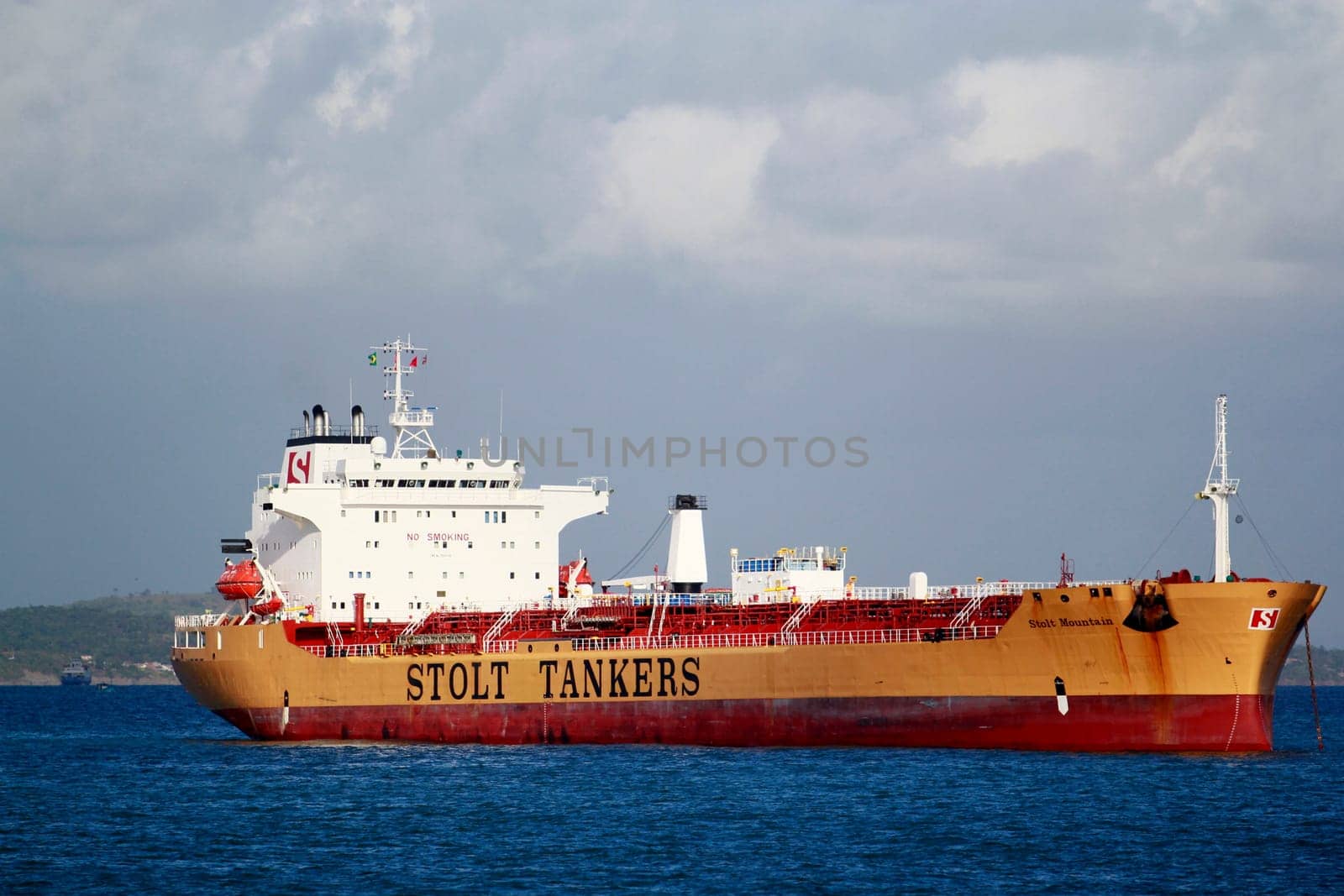 salvador, bahia / brazil - november 3, 2014: tanker is seen in the waters of Baia de Todos os Santos in the city of Salvador.