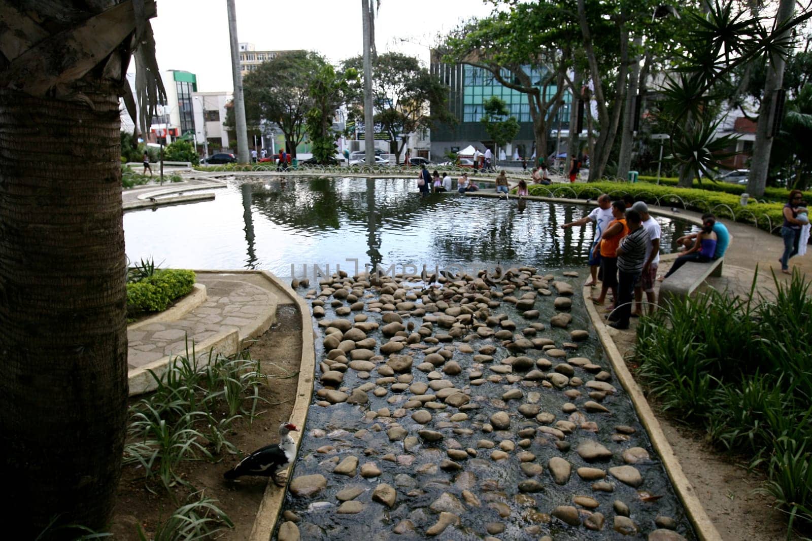 vitoria da conquist, bahia / brazil - october 28, 2011: people are seen by the lake in Tancredo Neves square in the city of Vitoria da Conquista..