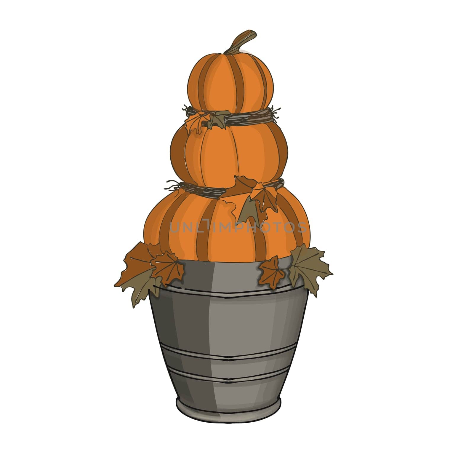 Composition for Halloween. Pumpkins. Vector illustration isolated on white background.