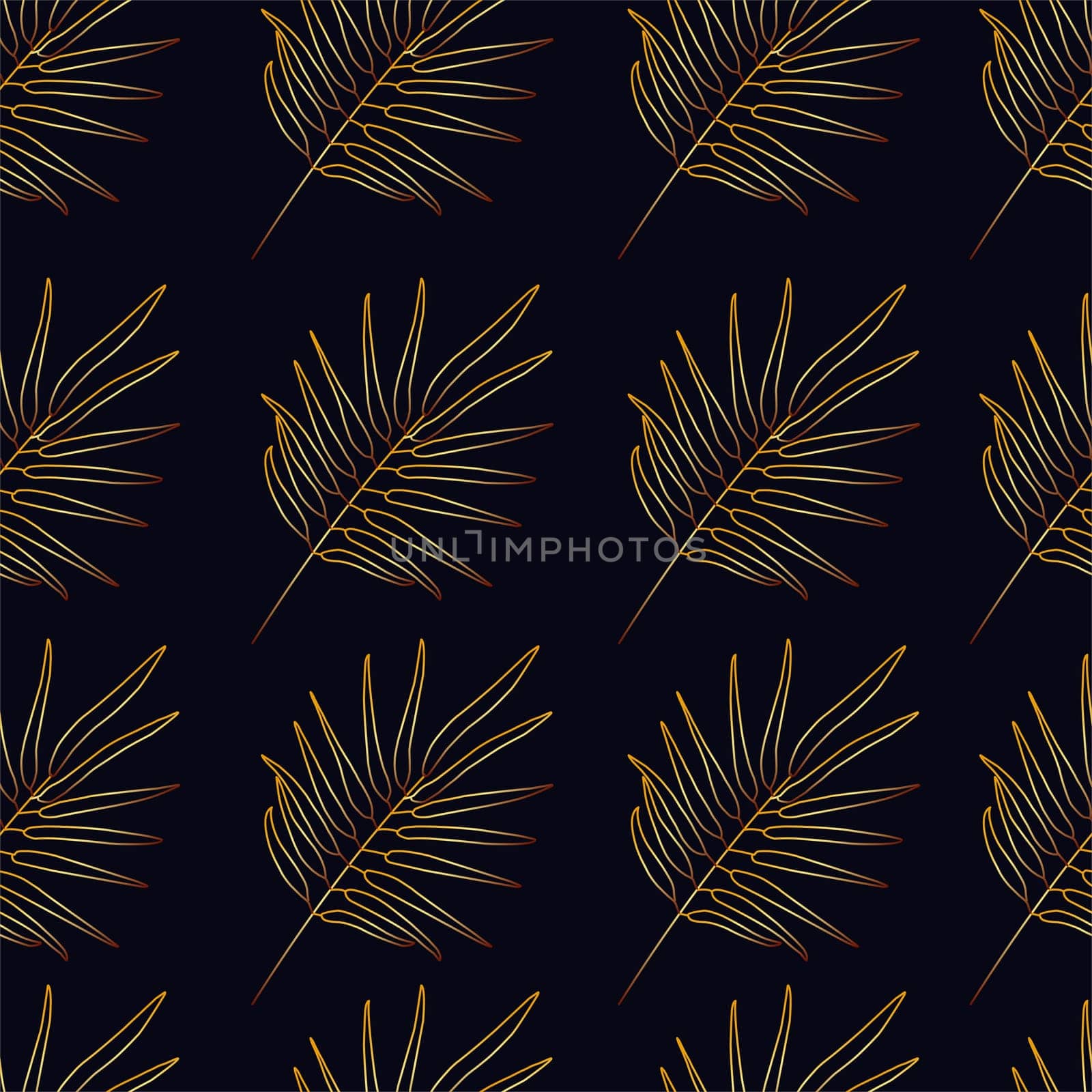 Tropical vector PALM leaves seamless pattern black background. Exotic wallpaper. Modern trendy print. Gold leaves.