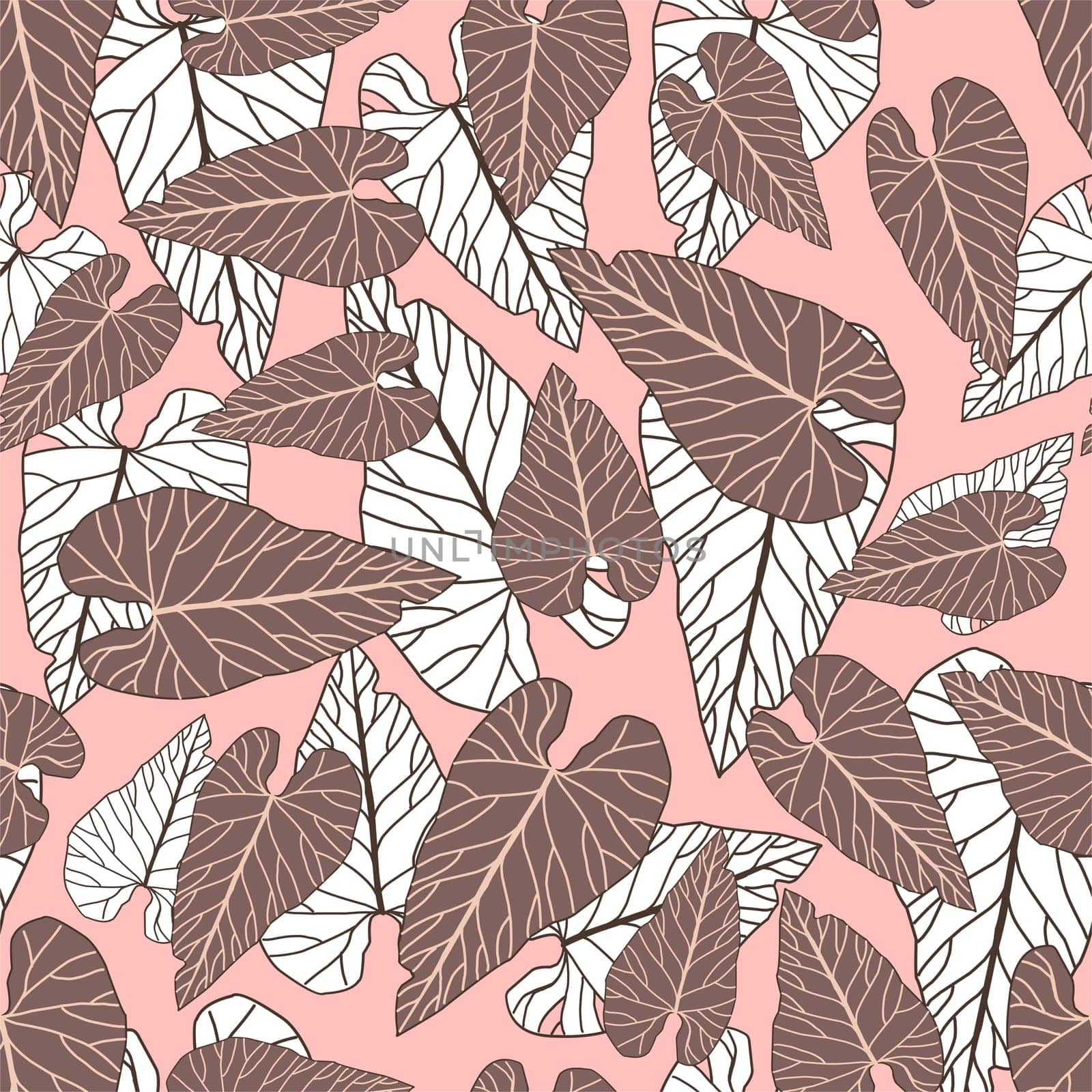 Summer print of exotic plants jungle tropical leaves, pattern, seamless floral vector on a light background.Nature wallpaper. Trendy modern pattern. Fabric and textile design. Print for bed linen.