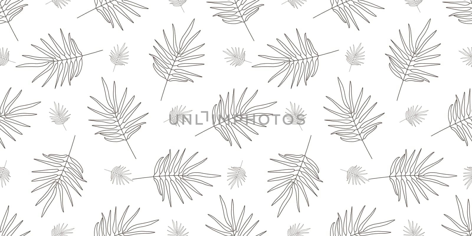 Summer print of exotic plants jungle tropical palm leaves. Pattern, seamless floral vector on a black white background.Nature wallpaper. Trendy modern pattern.