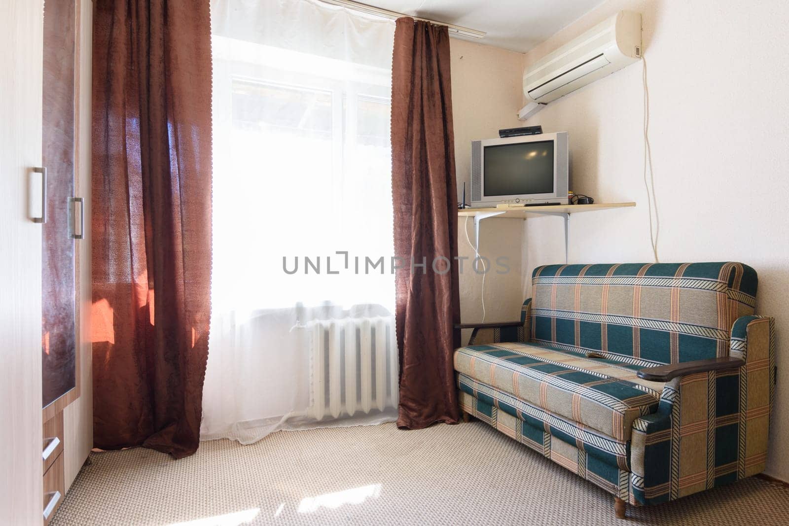 Interior of an economy room in a budget hotel