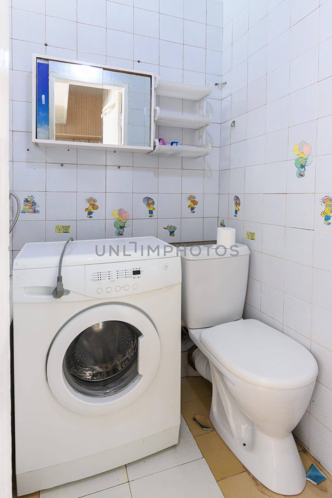 Anapa, Russia - June 25, 2020: Fragment of the interior of a small old toilet