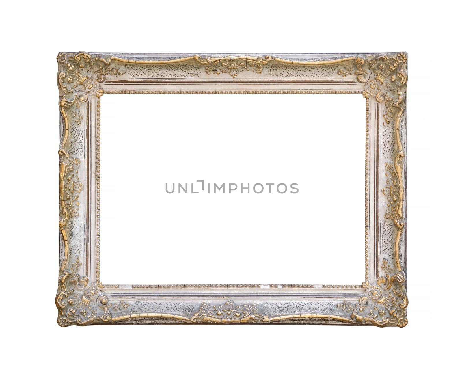 Carved antique frame isolated on white
