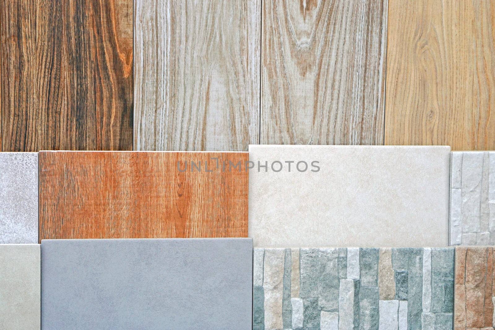 Ceramic tiles in various patterns and colors
