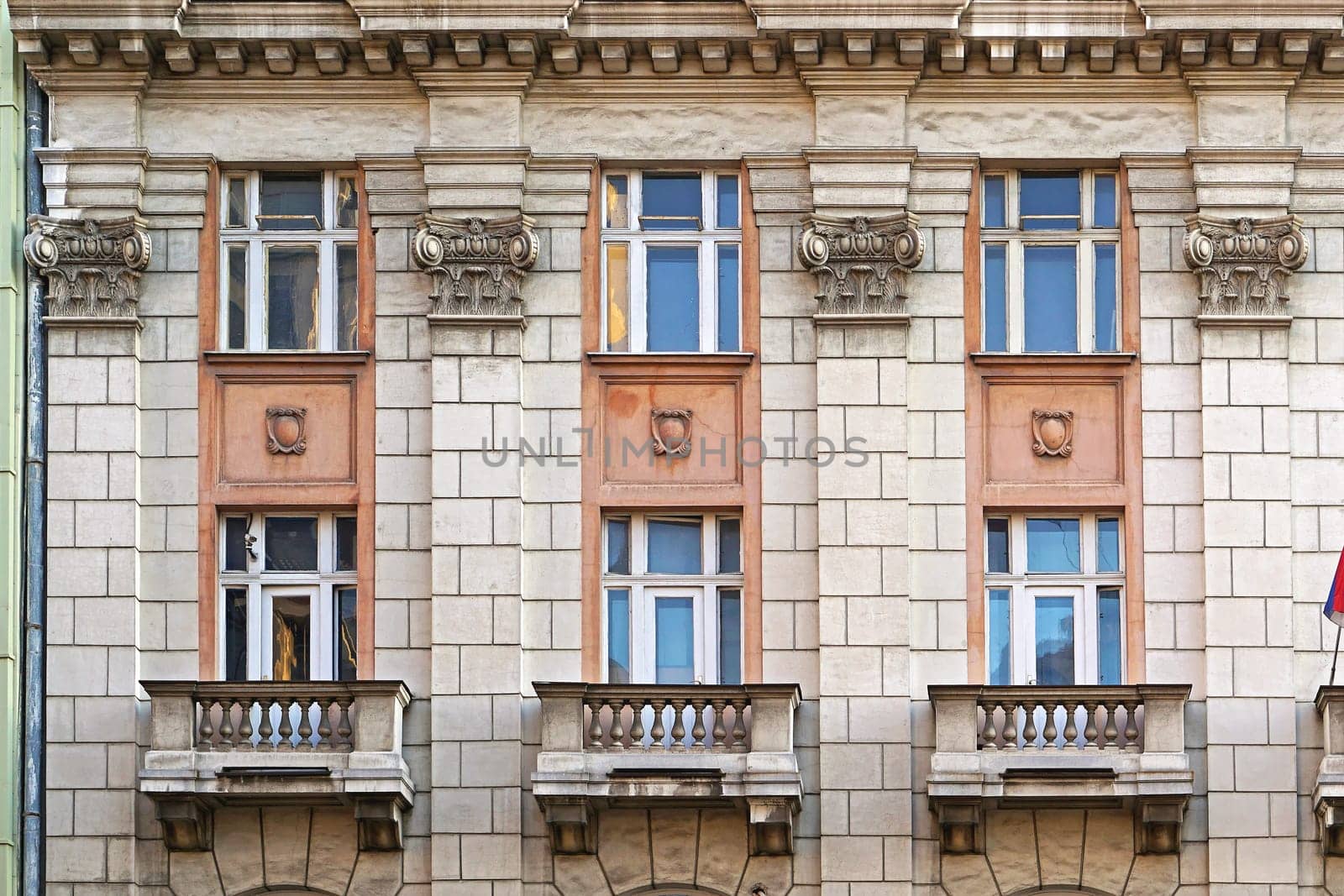 Classic style building exterior with columns