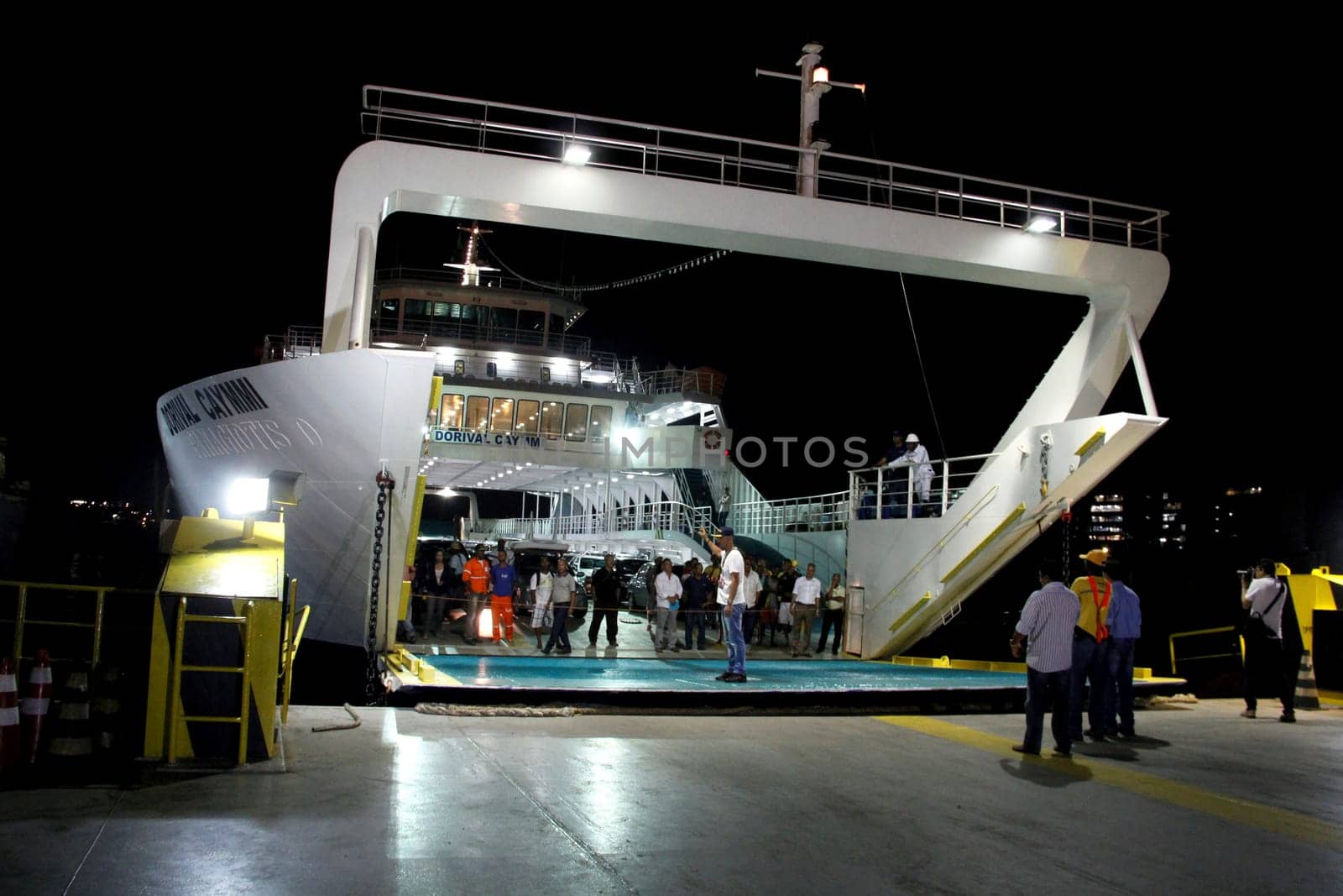 salvador, bahia / brazil - october 1, 2014: passengers disembark from the Dorival Caymmi Ferry Boat, a vessel that crosses the Baía de Todos os Santos from Salvador to Ilha de Itaparica..