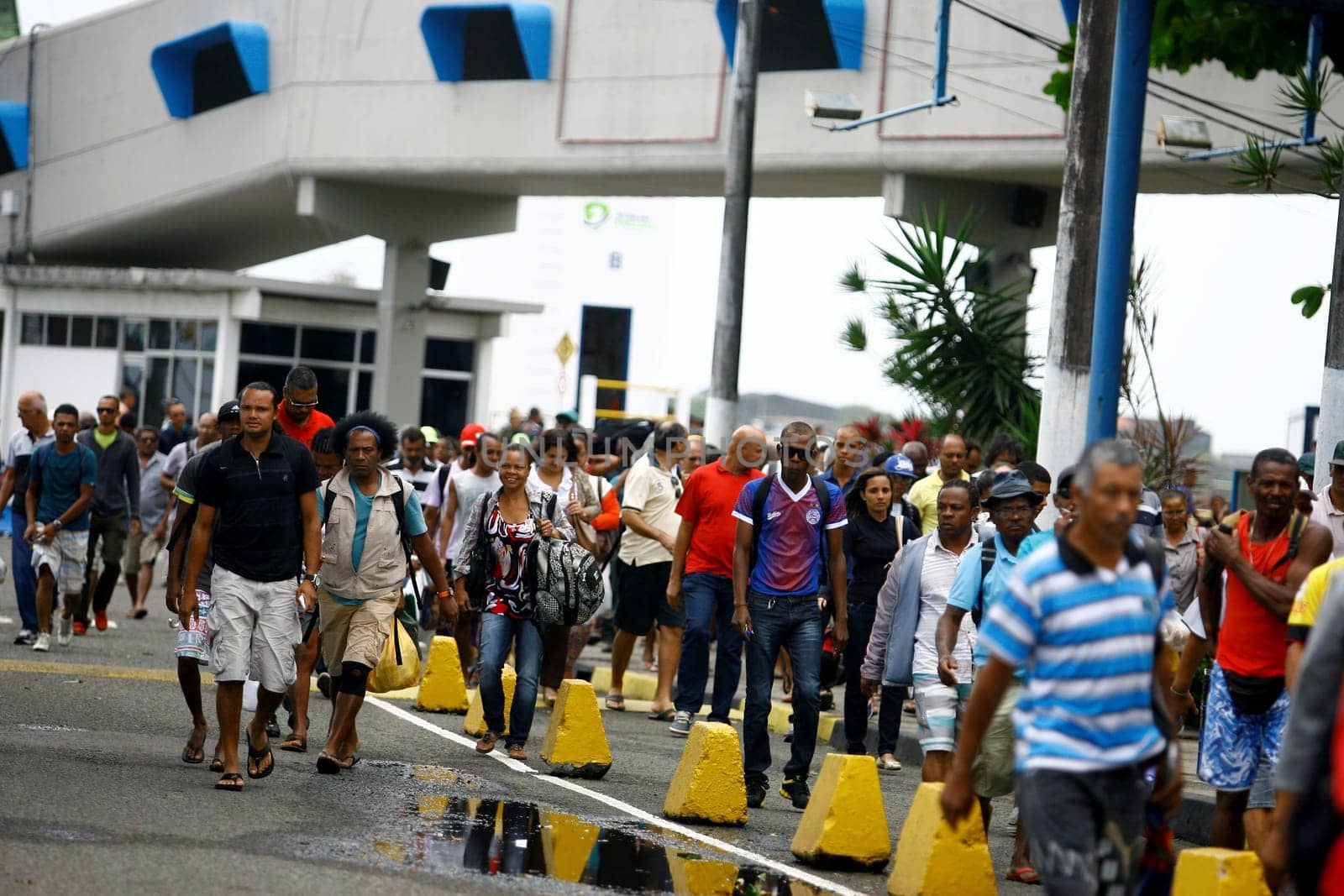 salvador, bahia / brazil - october 3, 2014: passengers disembark at the Terminal de Sao Joaquim in Salvador, after crossing the Baía de Todos os Santos on the island of Itaparica.