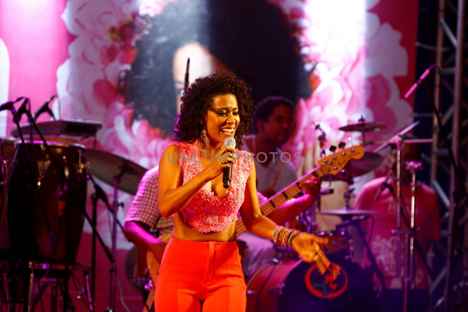 salvador, bahia / brazil - october 1, 2014: singer Ana Mametto is seen during a performance at Parque Costa Azul in the city of Salvador.