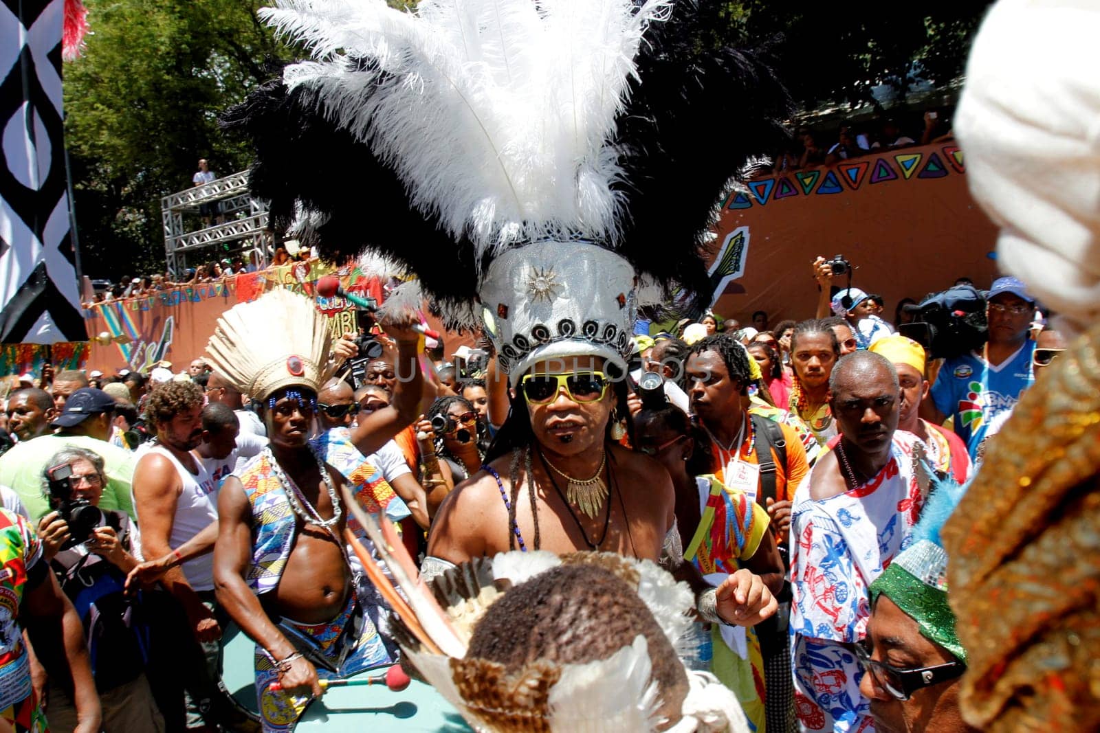 salvador, bahia / brazil - february 10, 2013: the singer Carlinhos Brown is seen during a performance at the carnival trawler in the city of Salvador.