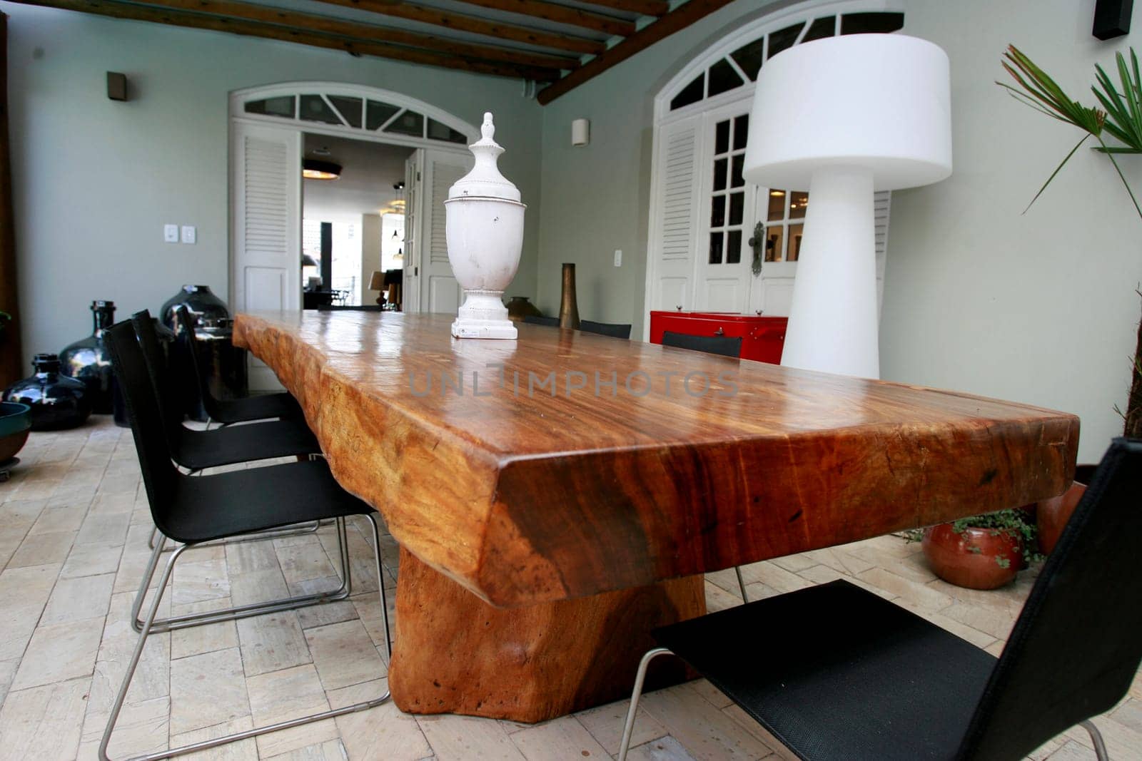salvador, bahia / brazil - december 26, 2014: house decorated with teak (or teka) table. environment on display in a store in the city of Salvador...