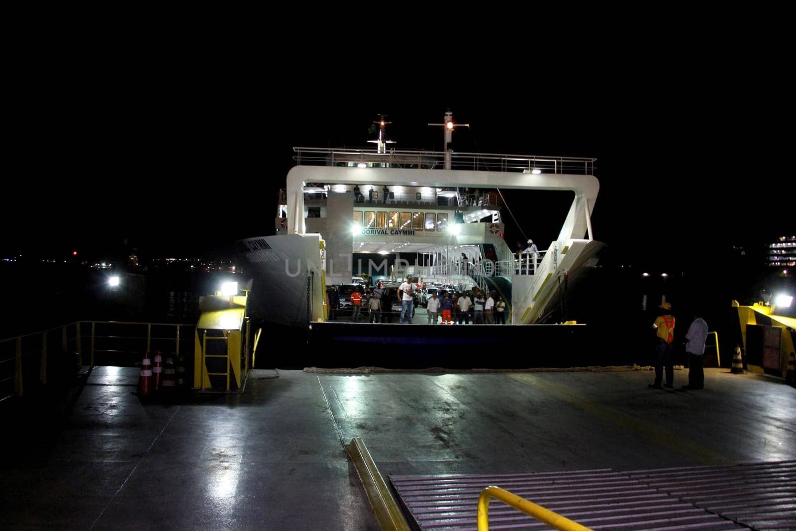 salvador, bahia / brazil - october 1, 2014: passengers disembark from the Dorival Caymmi Ferry Boat, a vessel that crosses the Baía de Todos os Santos from Salvador to Ilha de Itaparica..