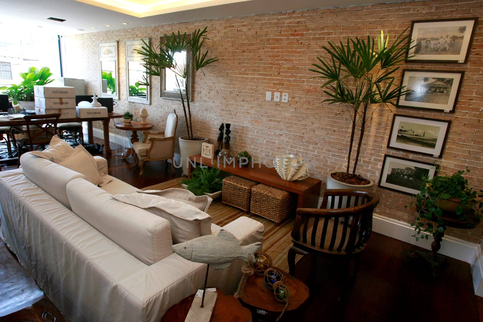 salvador, bahia / brazil - december 26, 2014: Decorated environment for a living room in a beach house. The place is on display in the city of Salvador...