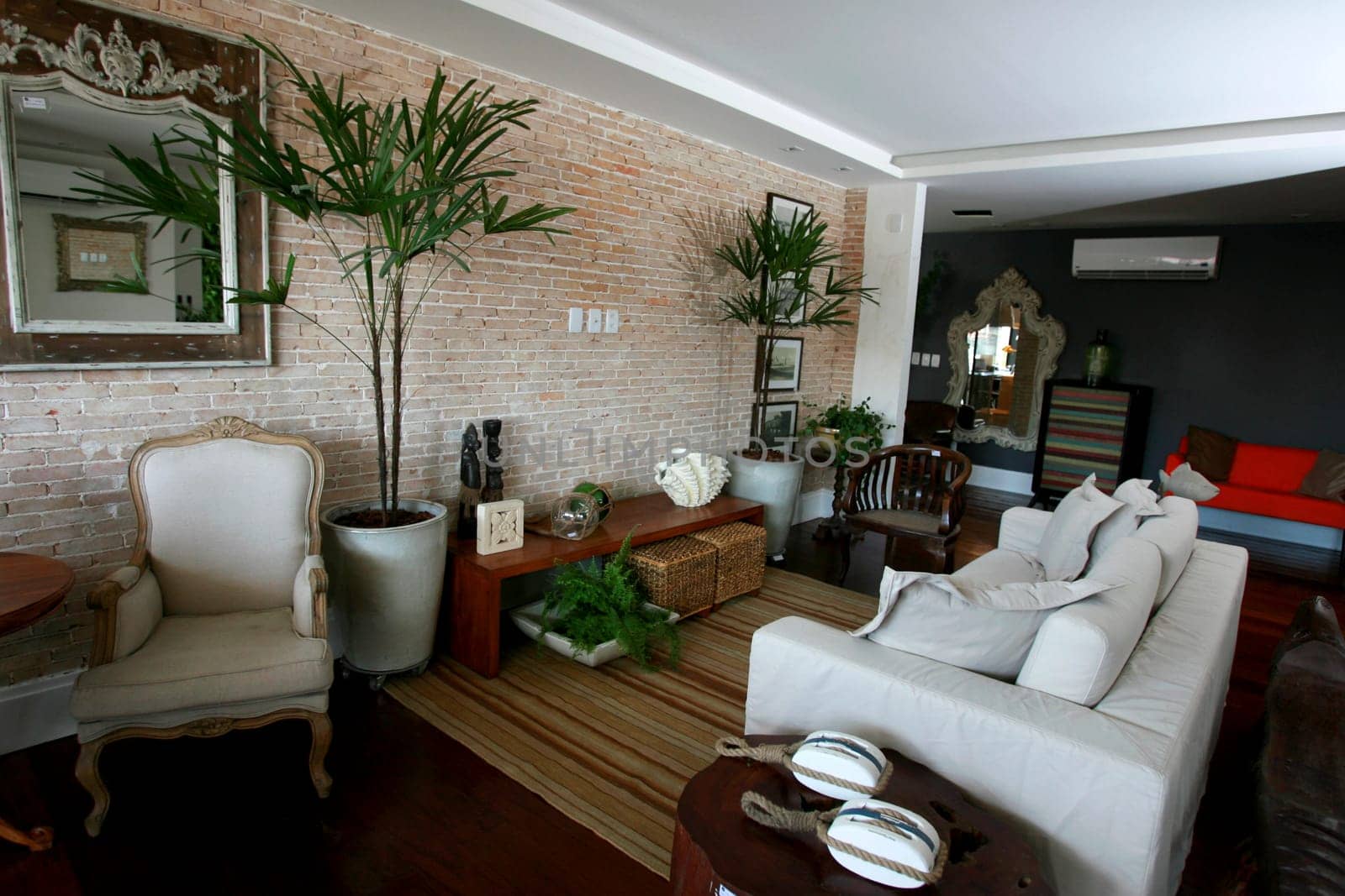 salvador, bahia / brazil - december 26, 2014: Decorated environment for a living room in a beach house. The place is on display in the city of Salvador...