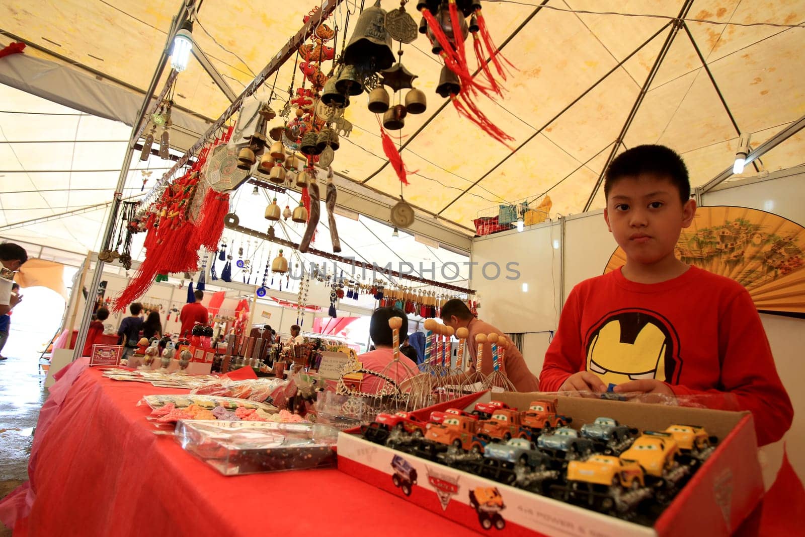 salvador, bahia / brazil - august 27, 2016: people are seen in store stand during japanese culture party at Parque de Exposicoes in the city of Salvador.