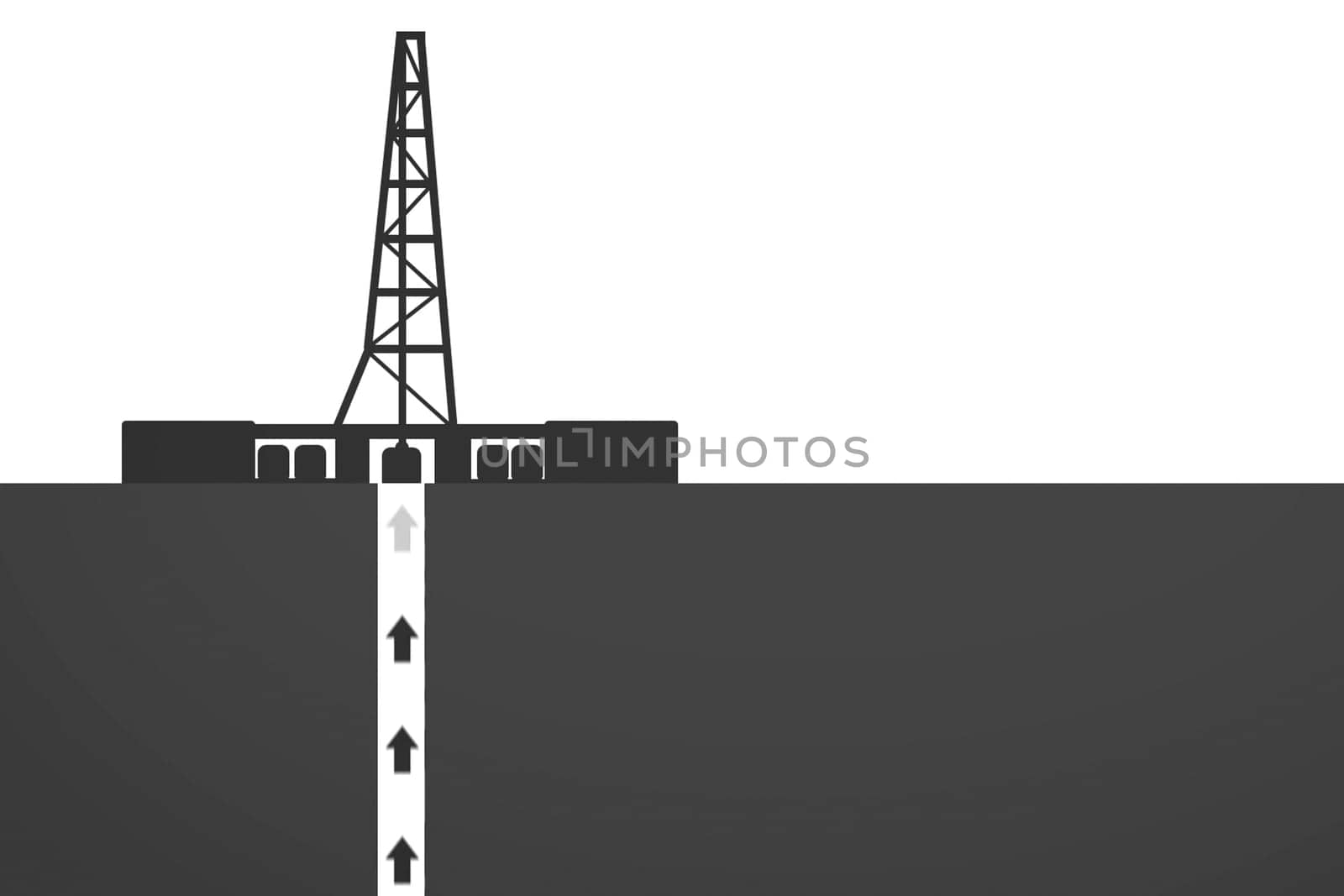 Illustration of a rig and a drilled well.