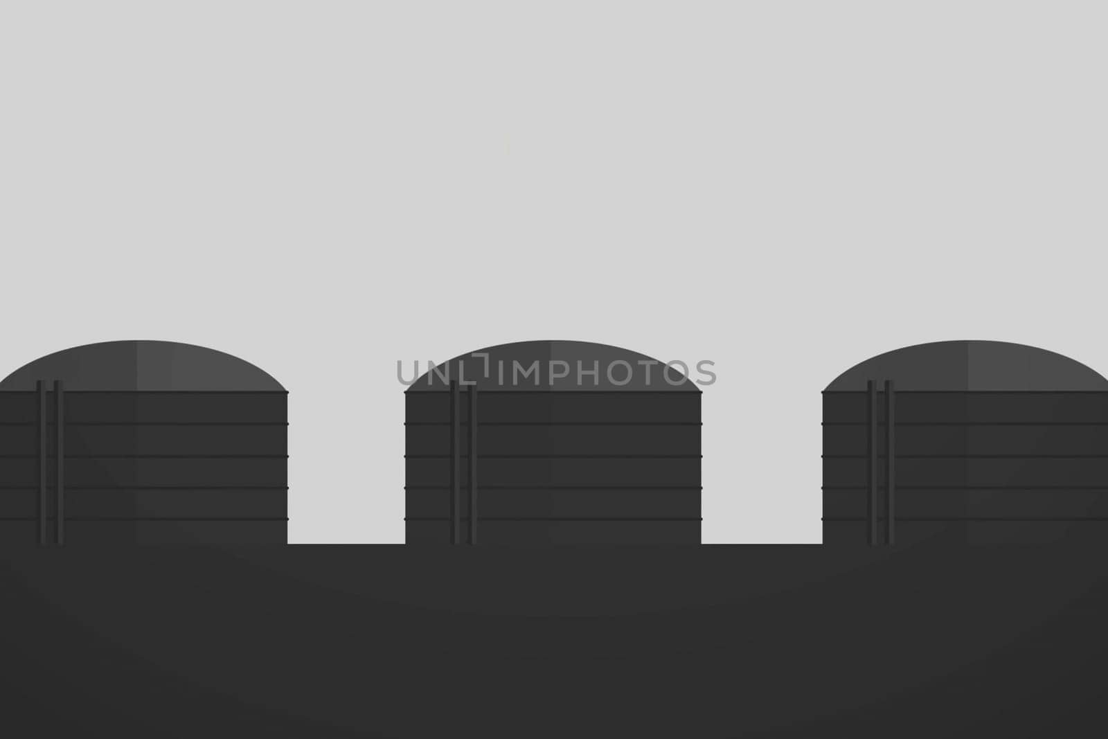 Fuel and gas storage tanks. Steel tanks, illustration drawing.