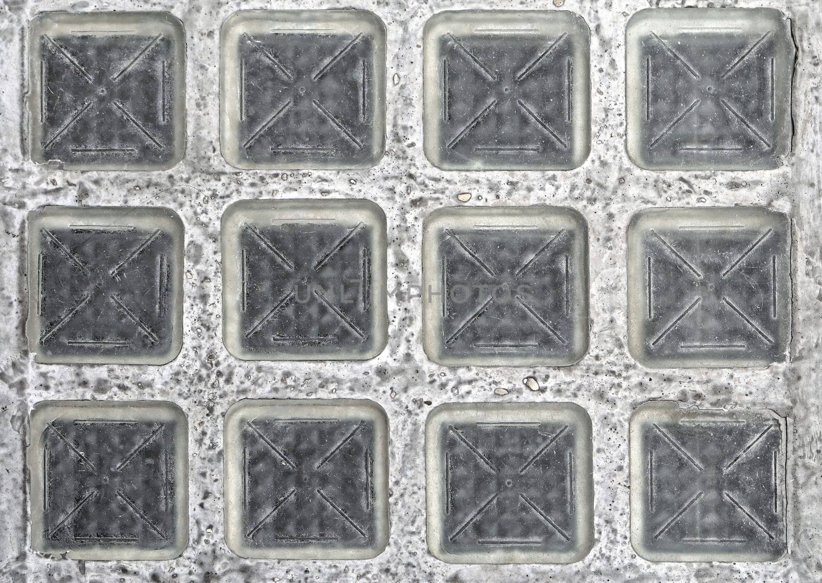 Clear glass blocks in floor pavement