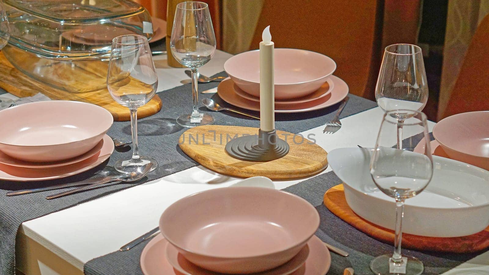 Modern festive dining table setup at home