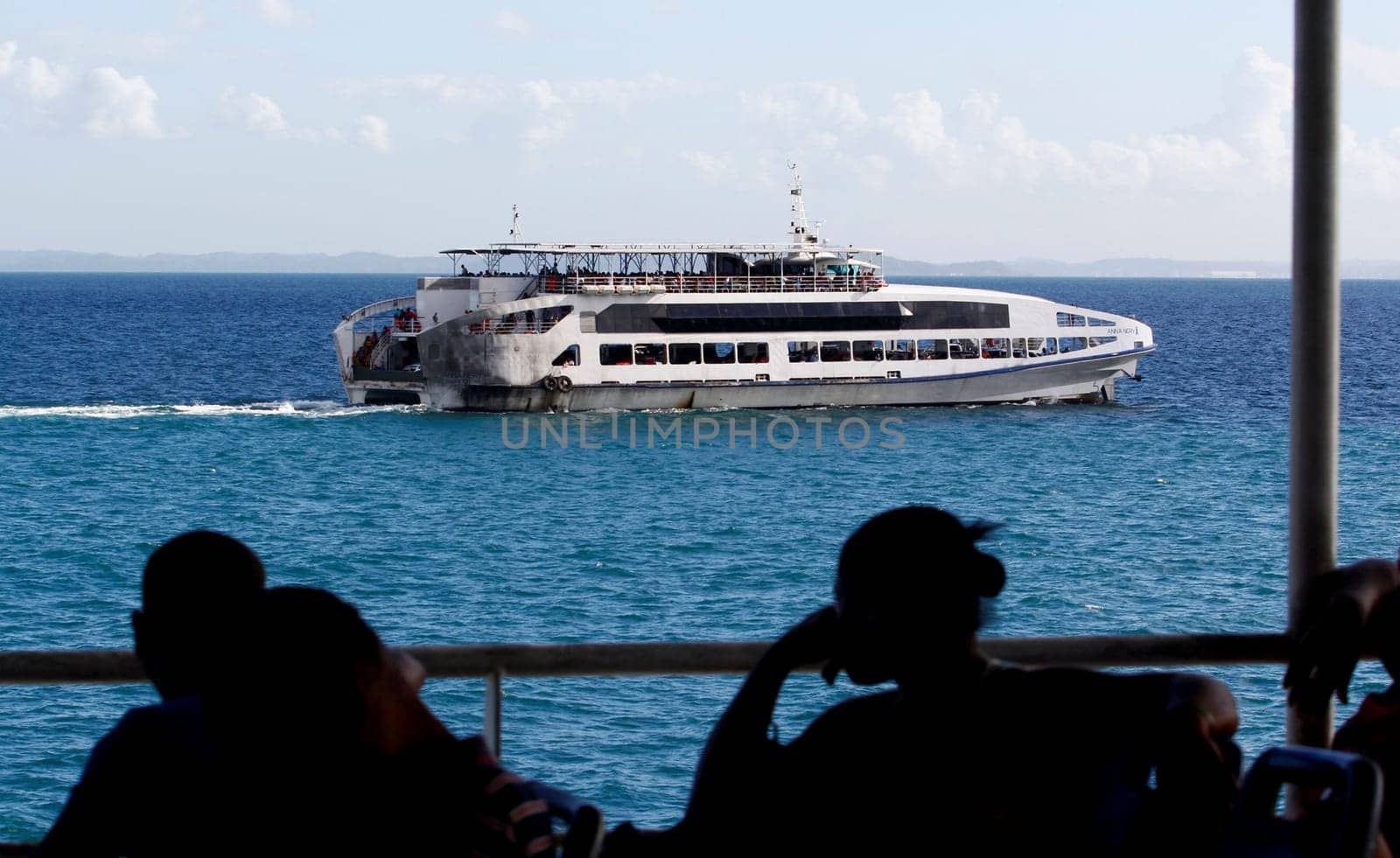 salvador, bahia / brazil - november 3, 2014: ferry boat Anna Nary is seen sailing through Baia de Todos os Santos during crossing from Ilha de Itaparica to the city of Salvador...