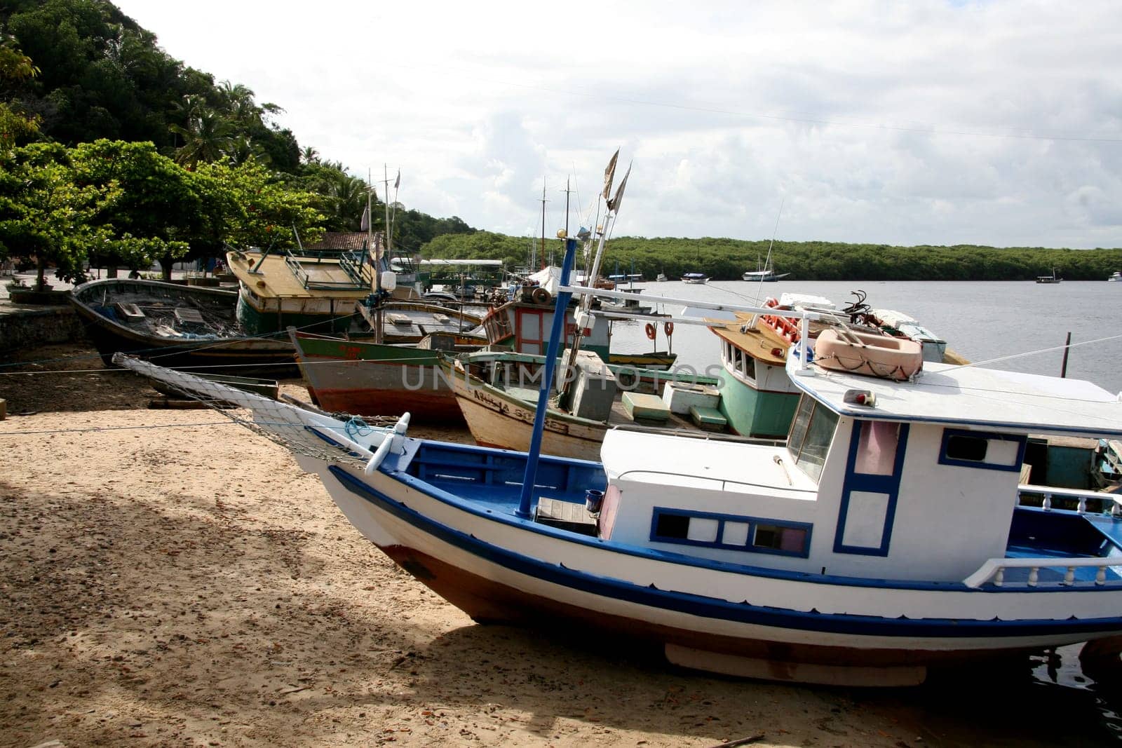 santa cruz cabralia, bahia / brazil - january 14, 2008: fishing boats are seen in port in the city of Santa Cruz Cabralia.